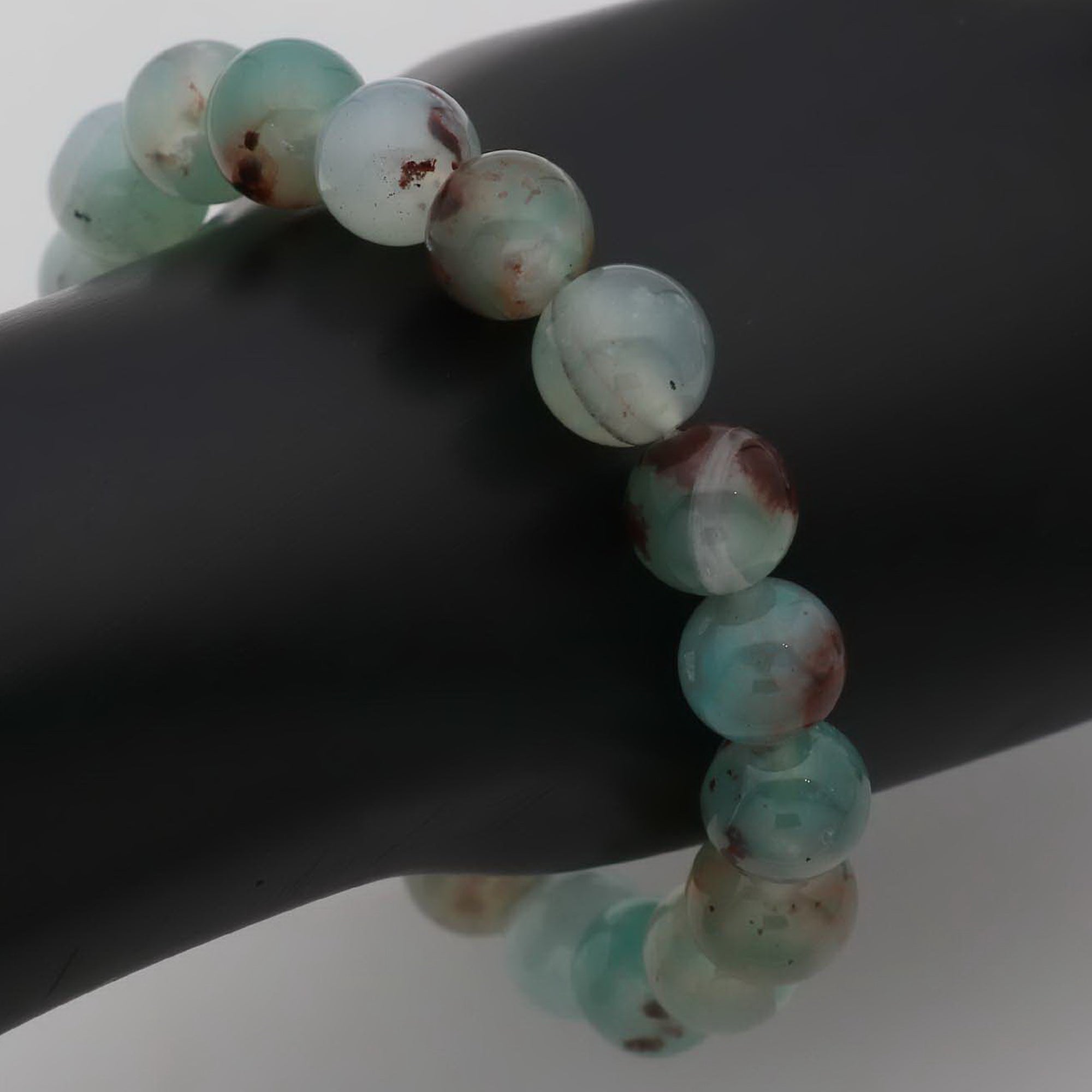 Sky Blue Aqua Chalcedony Bracelet Genuine Natural Round Bead Jewelry Handmade 167 Ct
