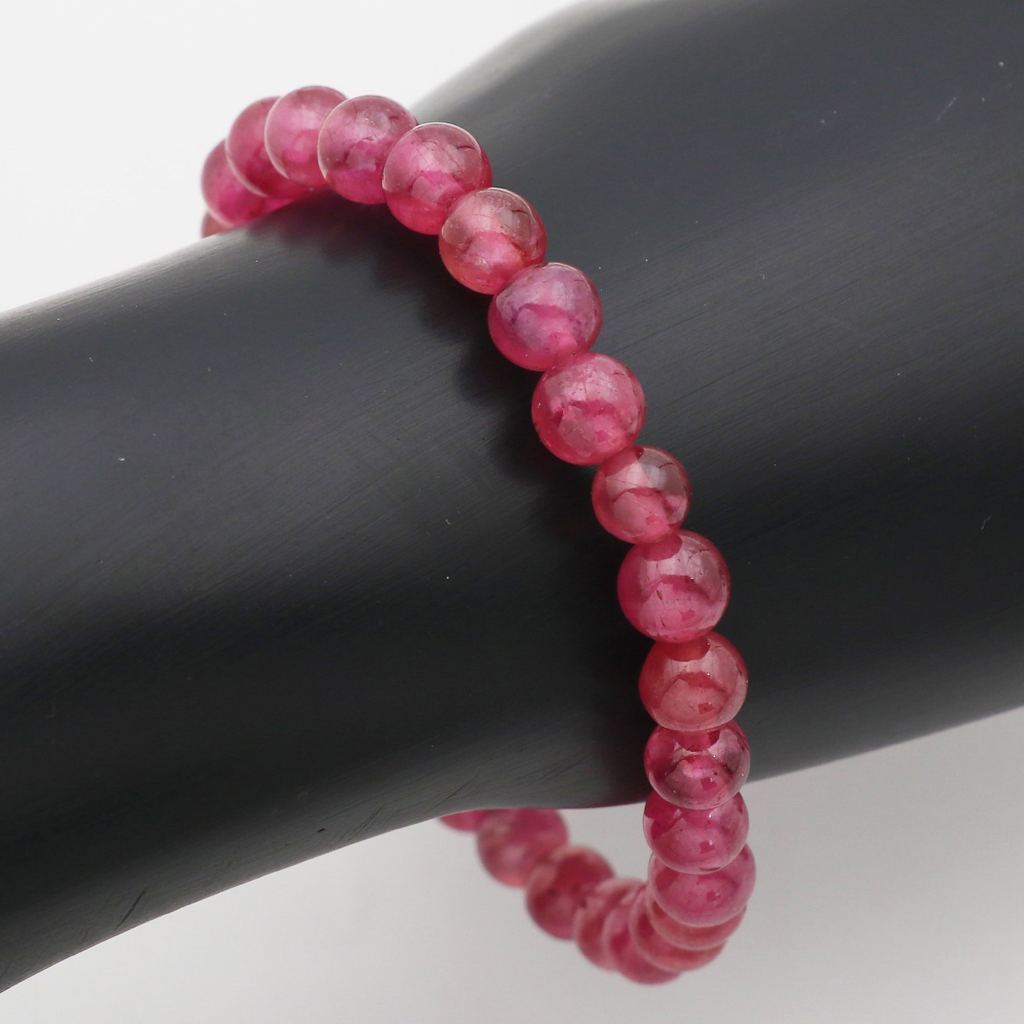 Natural Pink Sapphire Bracelet Round Plain Gemstone Beads Handmade 117 Ct