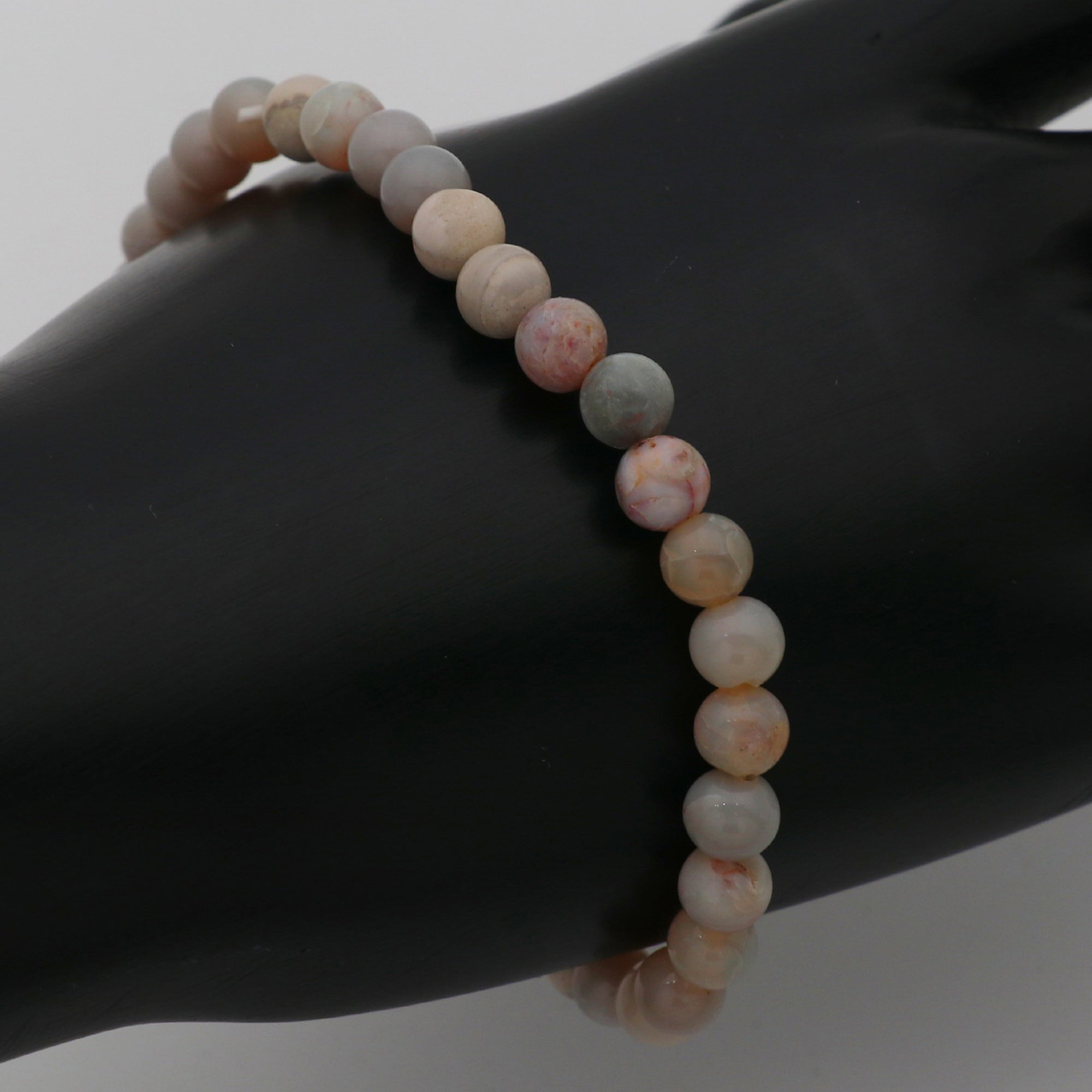 Australian Opal Slim Bracelet Petite Round Gemstone Beads Handmade 40 Ct