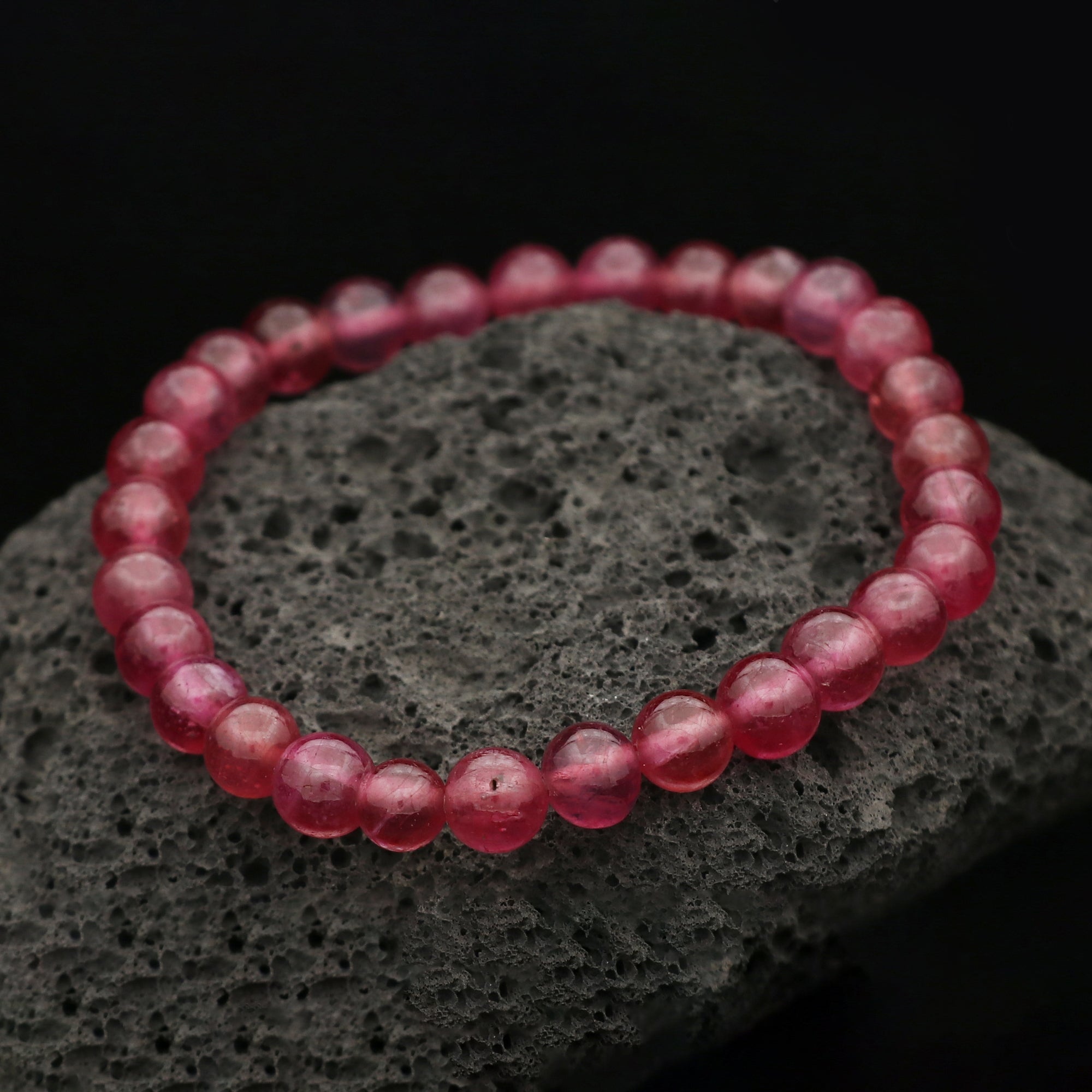 Natural Pink Sapphire Bracelet Round Plain Gemstone Beads Handmade 117 Ct