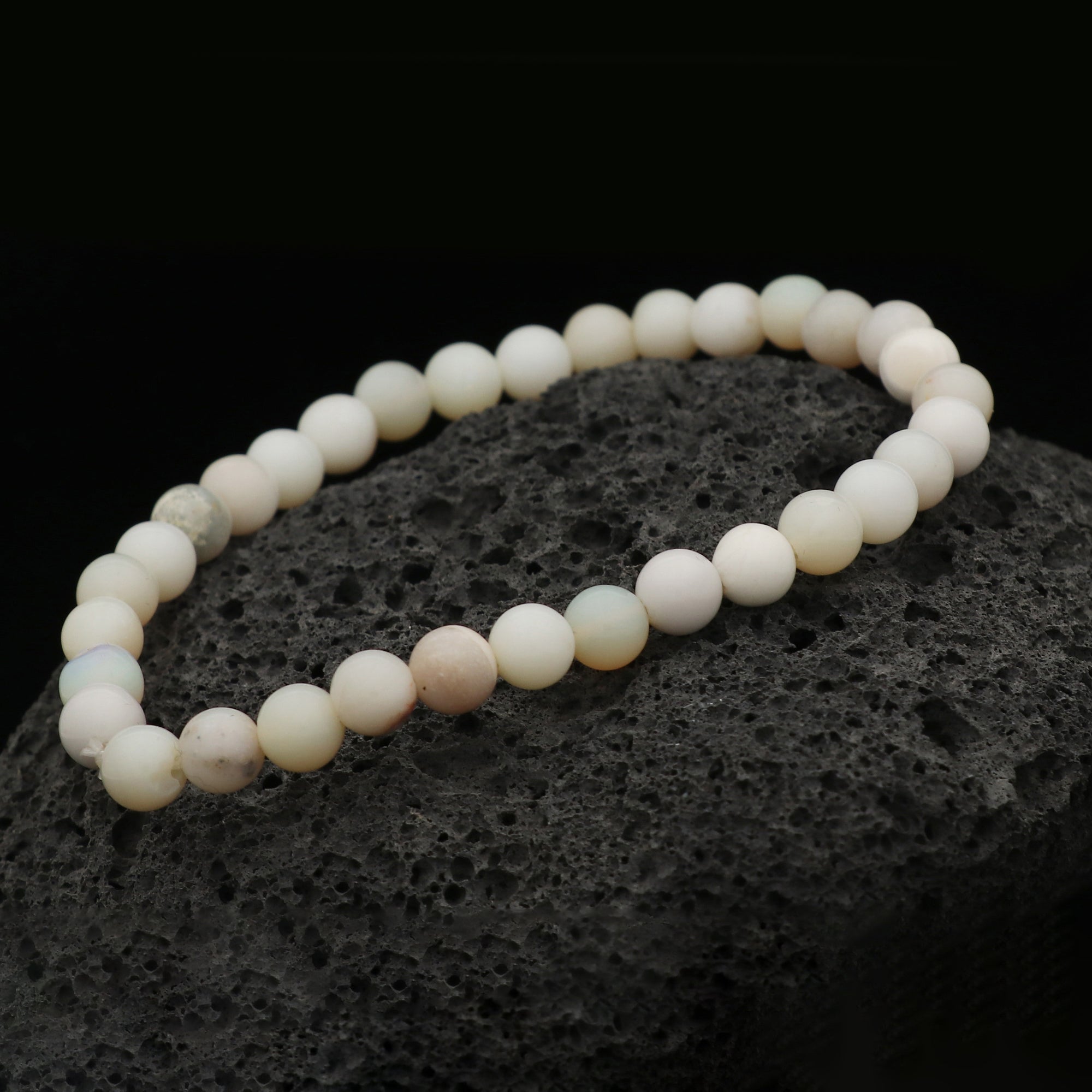 Australian Opal 6mm Bead Bracelet 39 Ct Natural Round Gemstone Handmade Jewelry