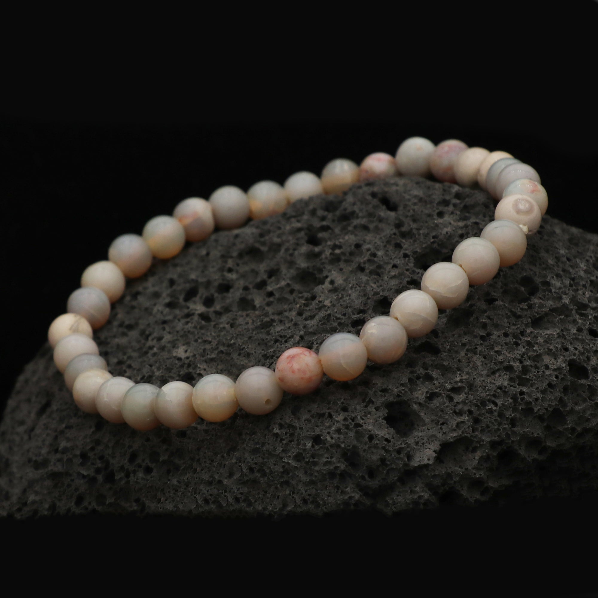 Australian Opal Slim Bracelet Petite Round Gemstone Beads Handmade 40 Ct