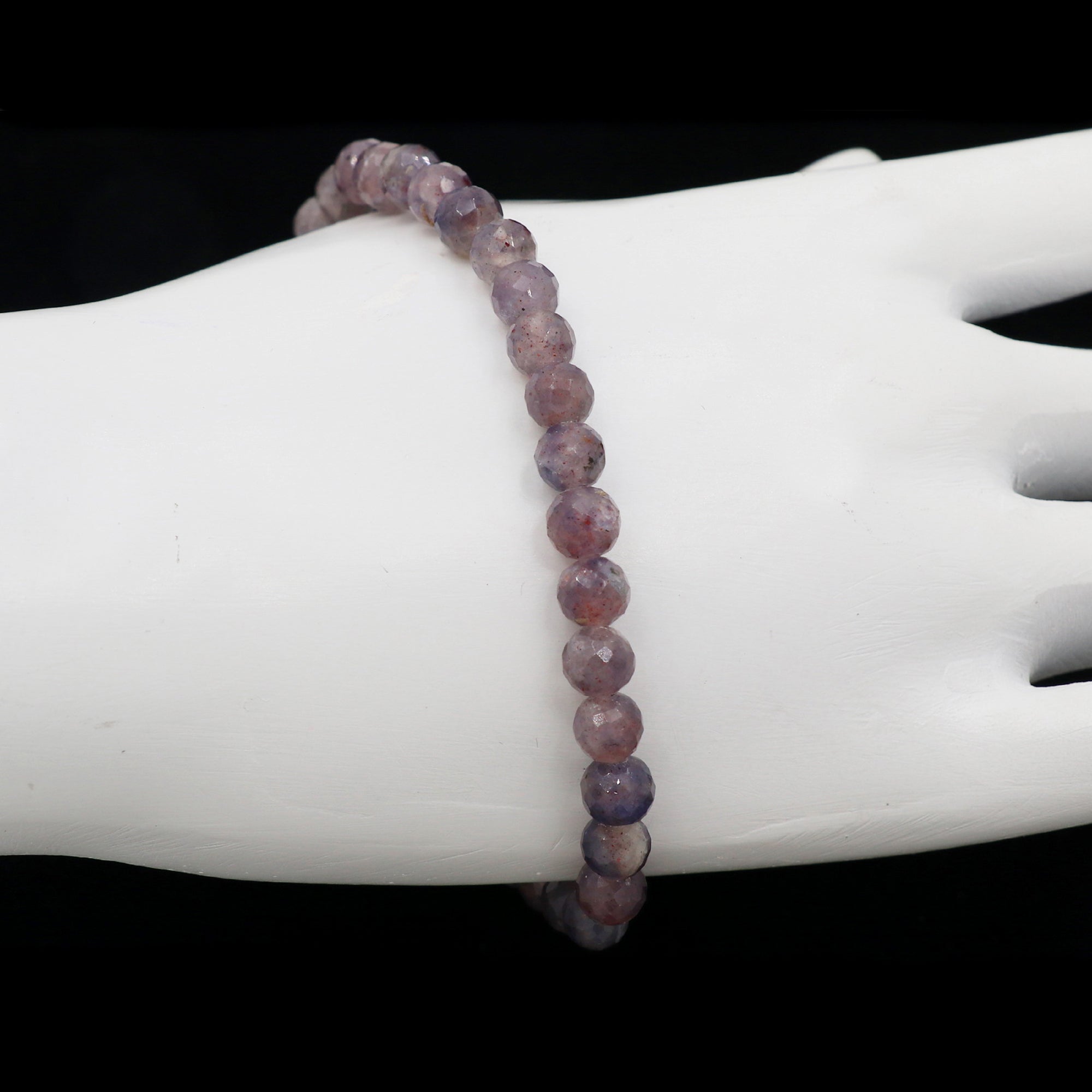 Bloodshot Iolite Faceted Round Bead Bracelet Natural Gemstone Jewelry 46 Ct