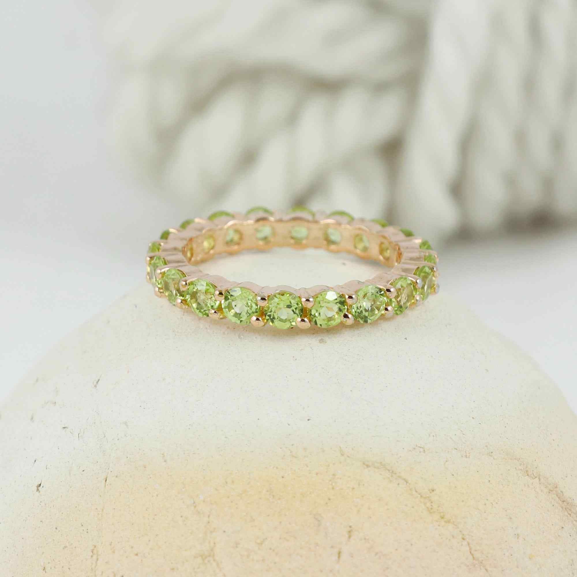 Natural Peridot 3mm Round Cut Ring 925 Sterling Silver Handmade Green Gemstone Solitaire Ring