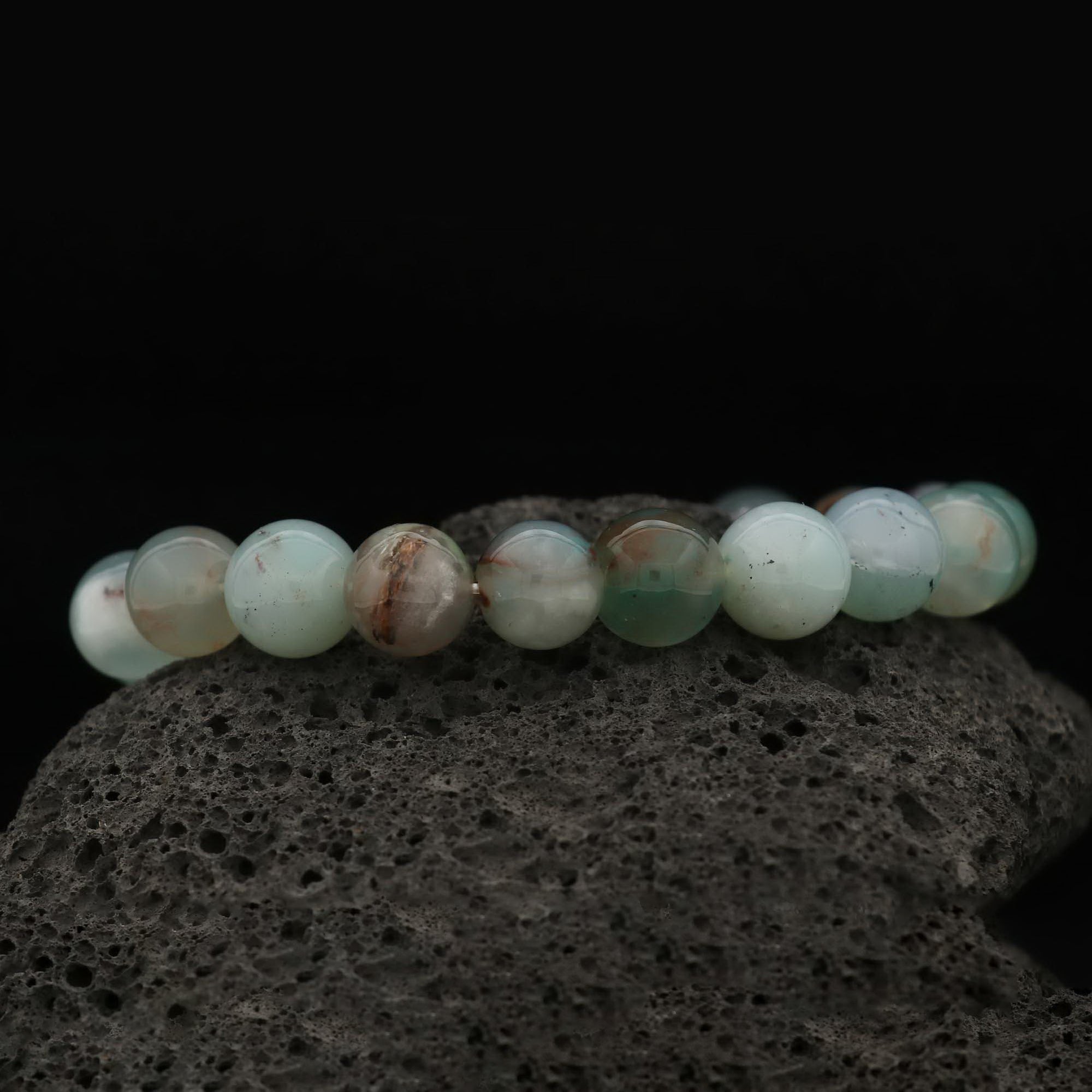 Sky Blue Aqua Chalcedony Bracelet Genuine Natural Round Bead Jewelry Handmade 167 Ct