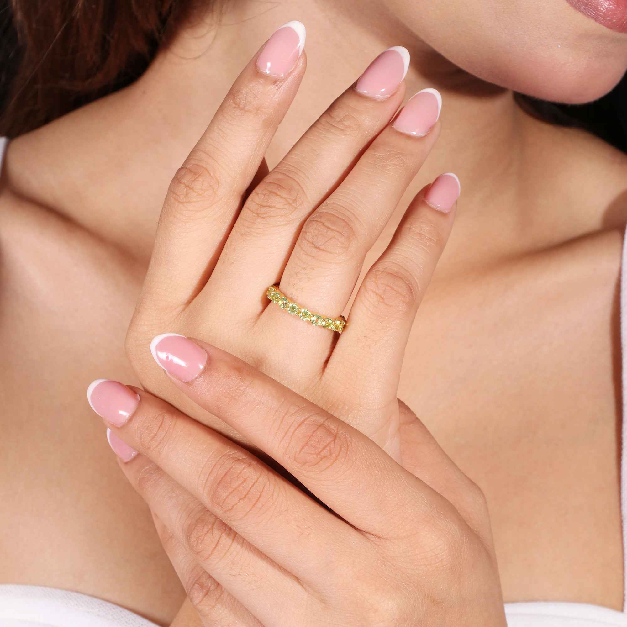 Natural Peridot 3mm Round Cut Ring 925 Sterling Silver Handmade Green Gemstone Solitaire Ring
