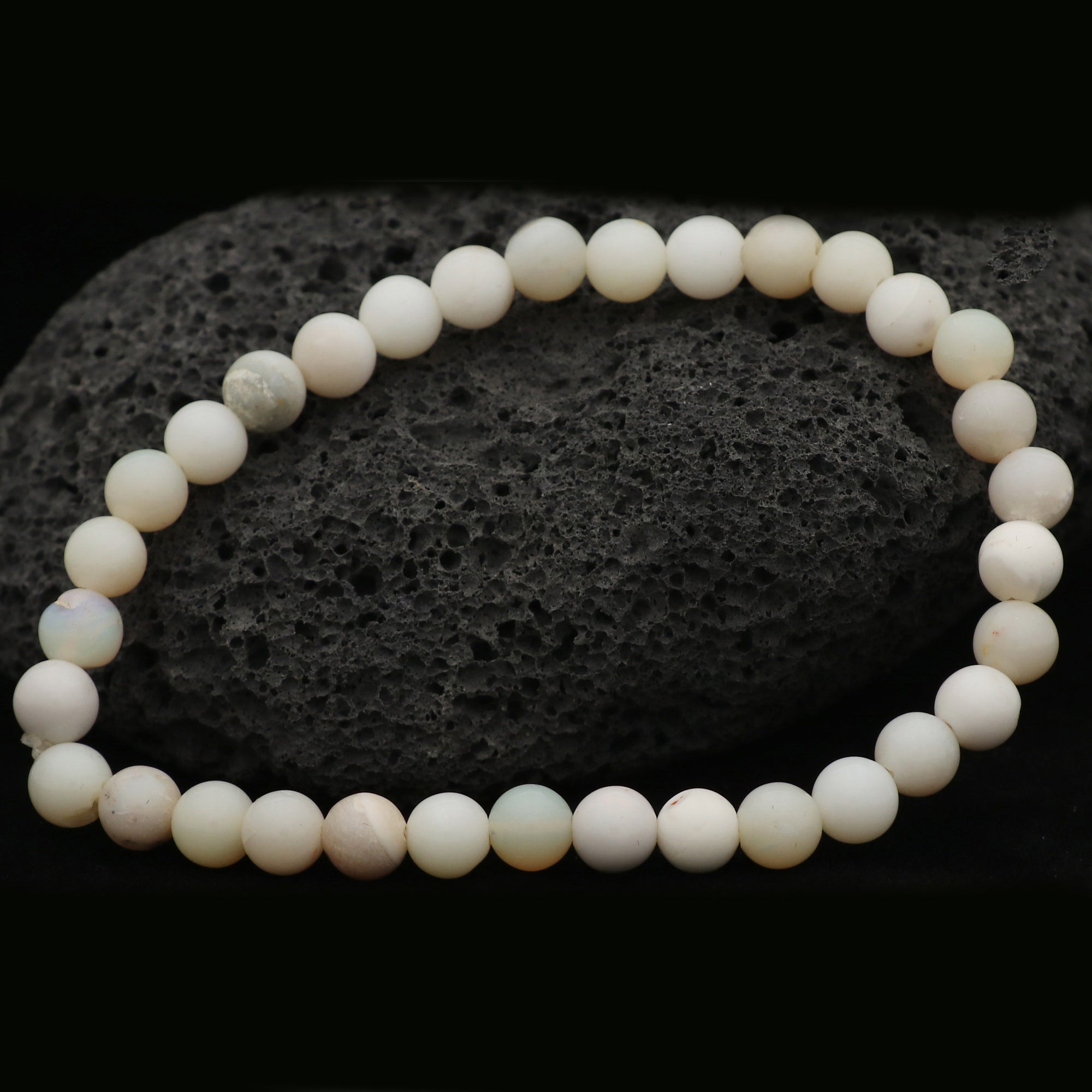 Australian Opal 6mm Bead Bracelet 39 Ct Natural Round Gemstone Handmade Jewelry