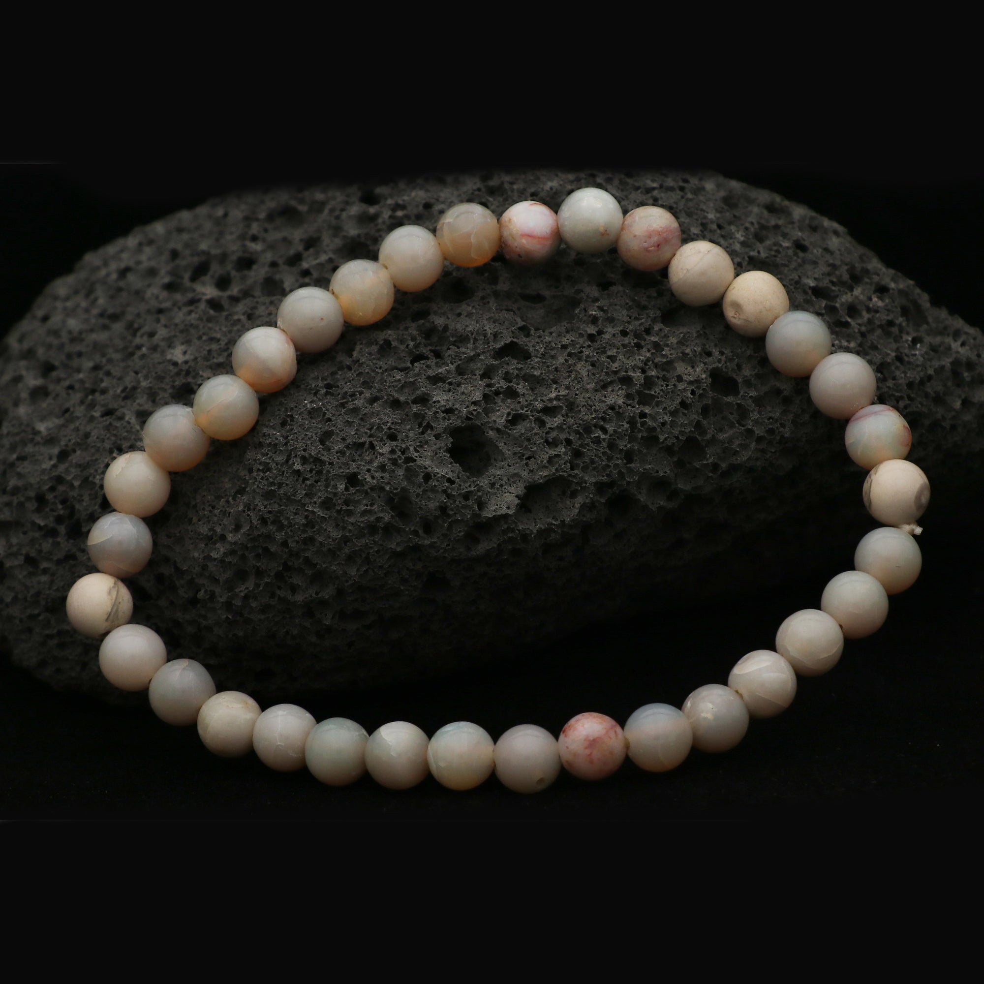 Australian Opal Slim Bracelet Petite Round Gemstone Beads Handmade 40 Ct