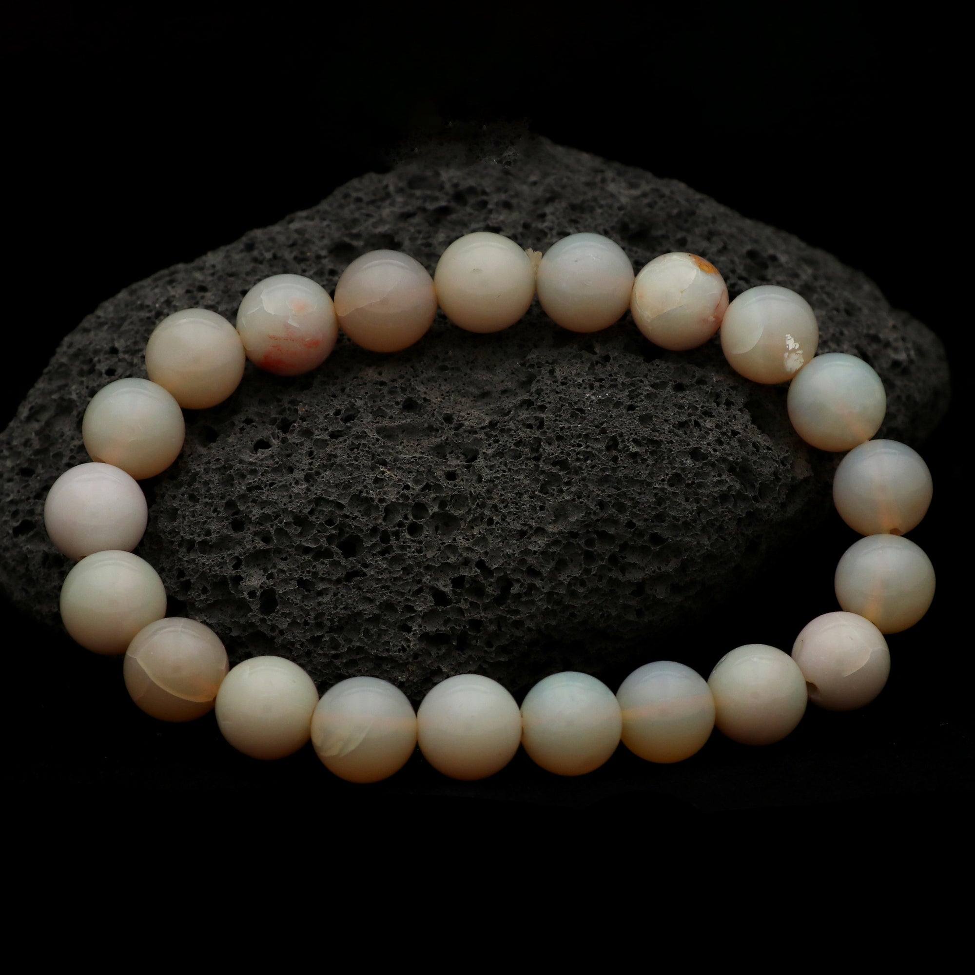 Australian Opal Round Bead Bracelet Natural Gemstone Jewelry 102 Ct