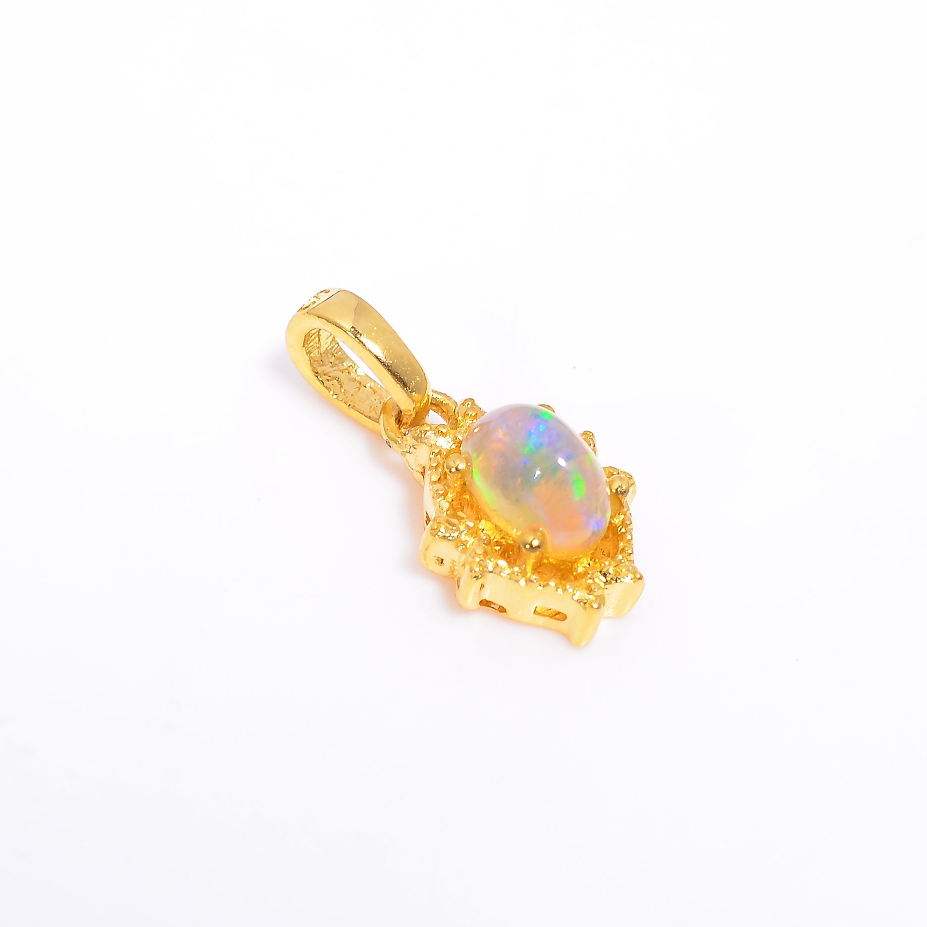 Opal Drop Charm 3x5mm Oval Cabochon 925 Silver Neck Accent Everyday Style Jewelry