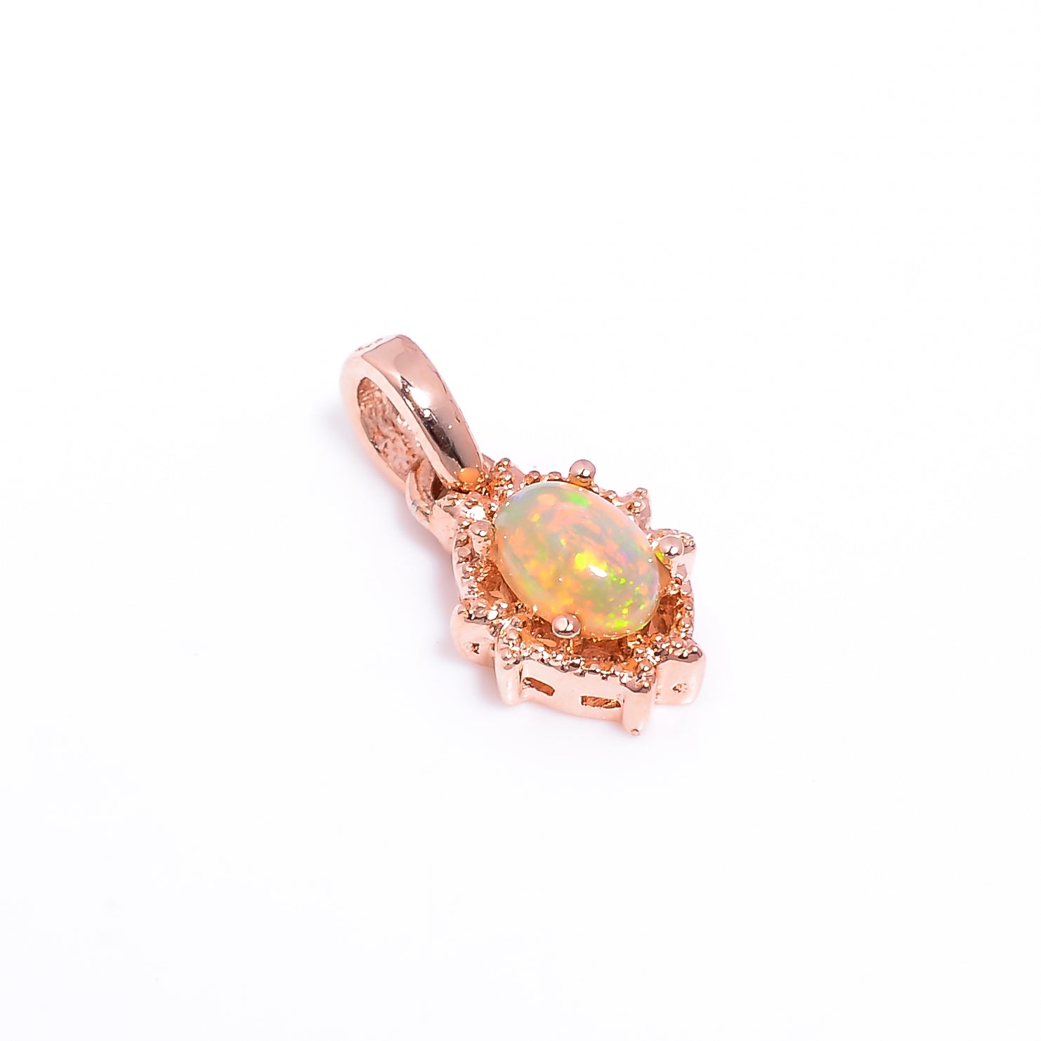 Opal Drop Charm 3x5mm Oval Cabochon 925 Silver Neck Accent Everyday Style Jewelry