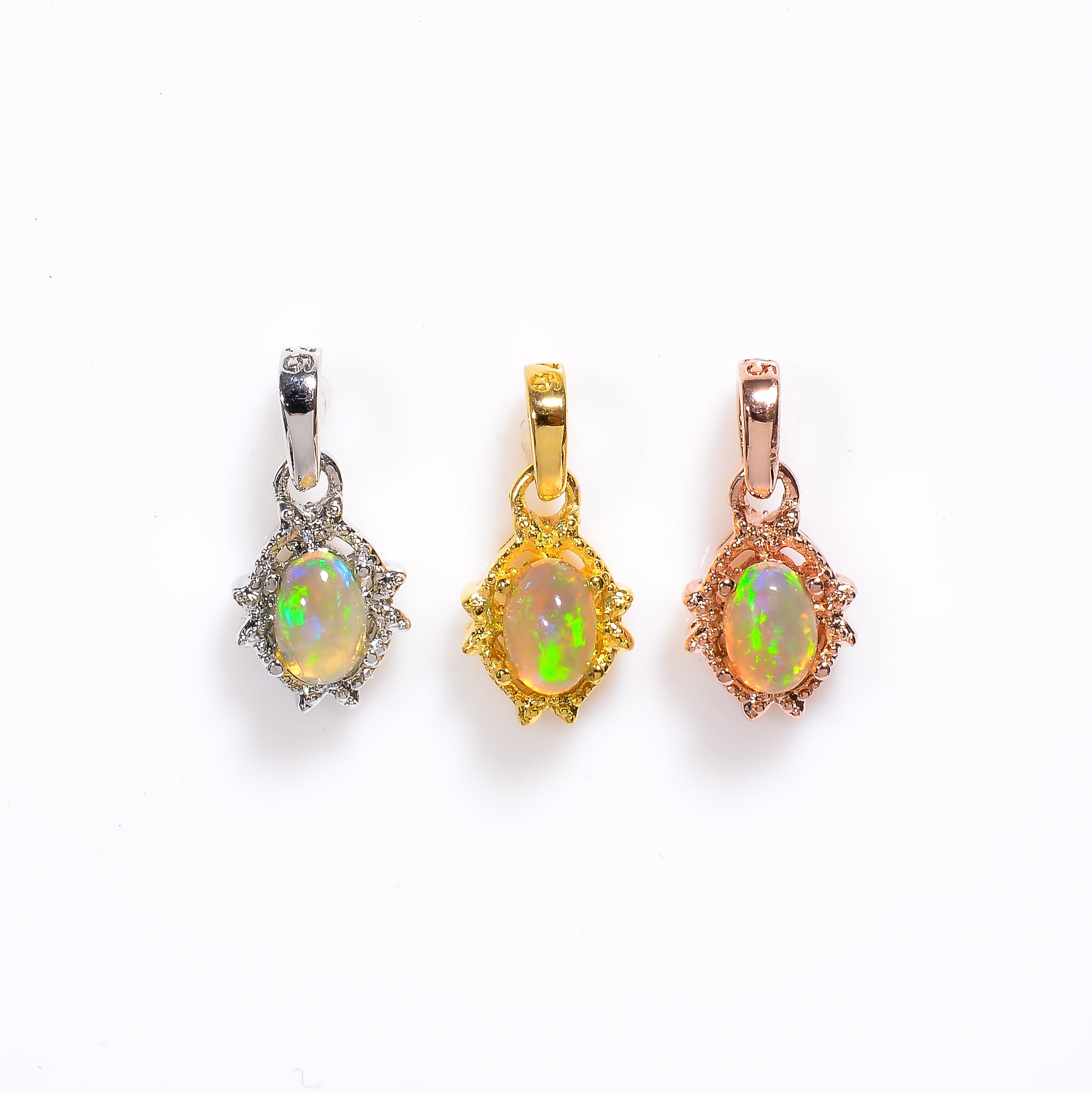 Opal Drop Charm 3x5mm Oval Cabochon 925 Silver Neck Accent Everyday Style Jewelry
