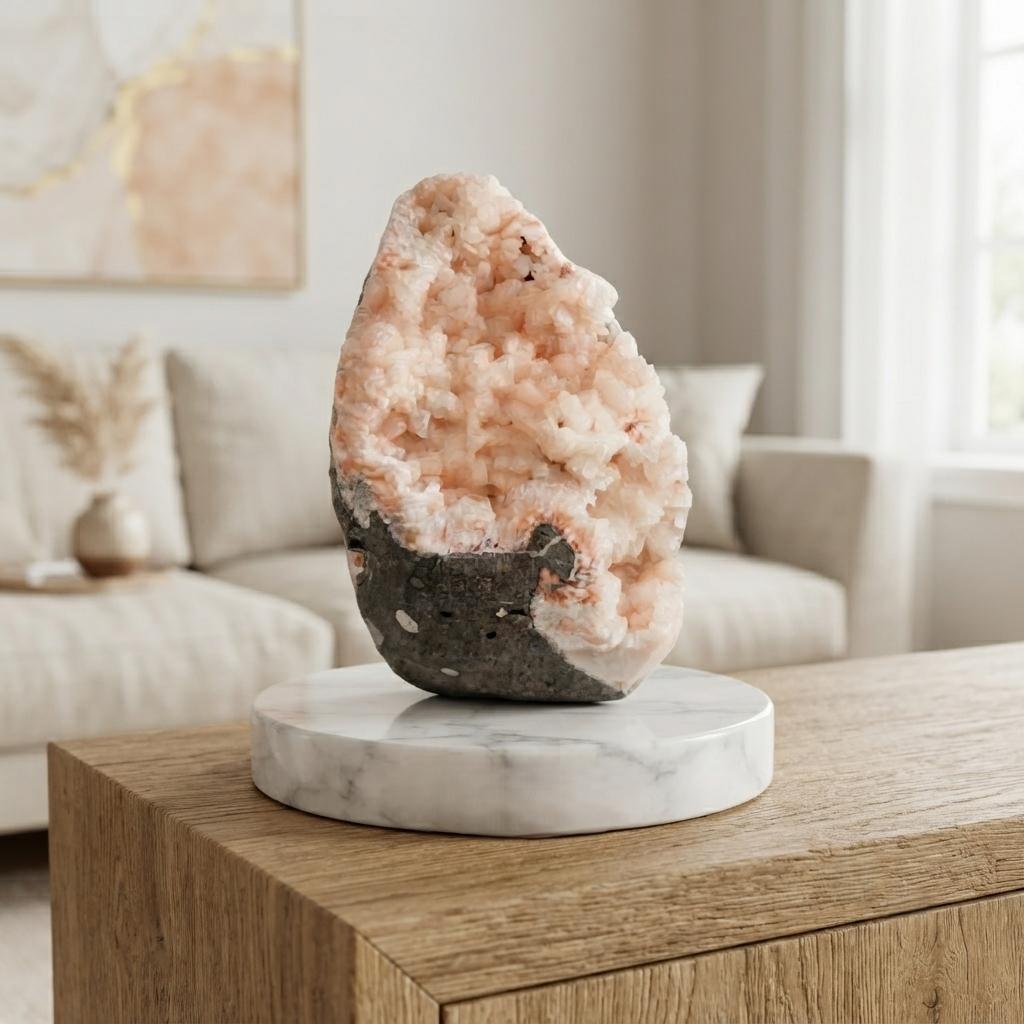 Natural Peach Stilbite Apophyllite Zeolite Formation Mineral Specimen