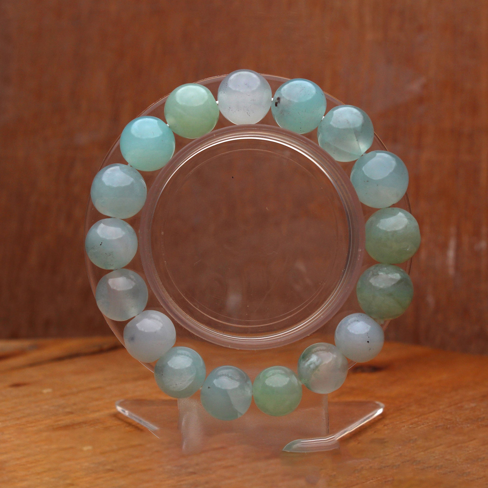 Natural Aqua Chalcedony Round Bracelet Handmade Blue Gemstone Bracelet 197 Ct Beaded Crystal Jewelry
