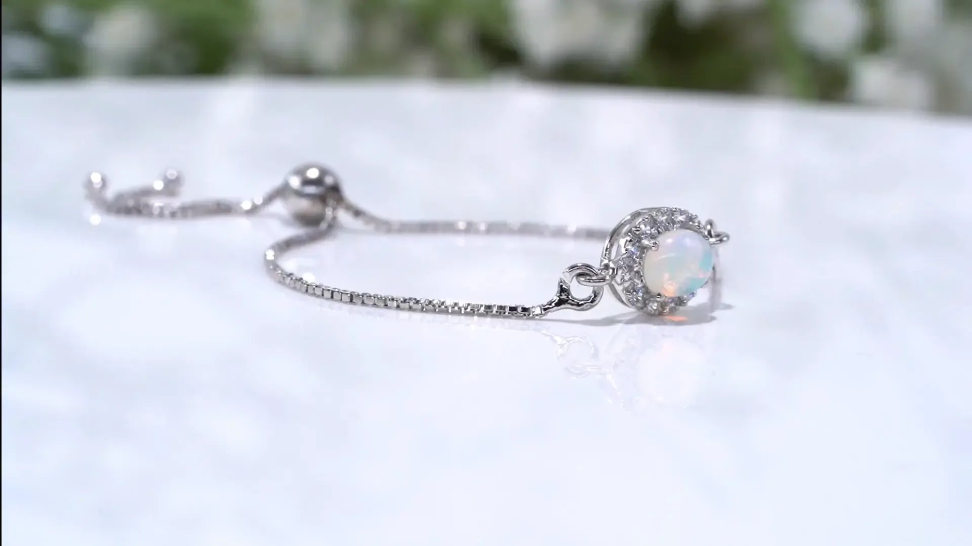 Opal Silver Bracelet – Oval Cabochon 6×8 mm Gemstone Bracelets