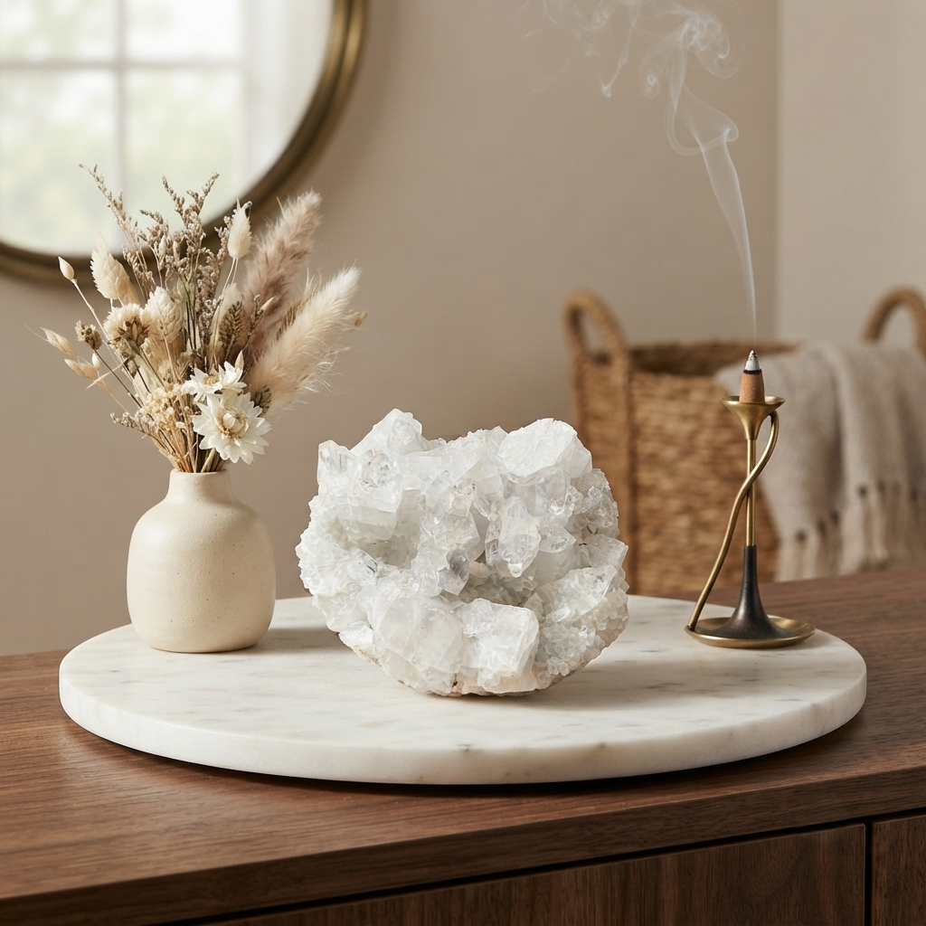 Natural White Apophyllite Raw Zeolite Mineral Display Specimen