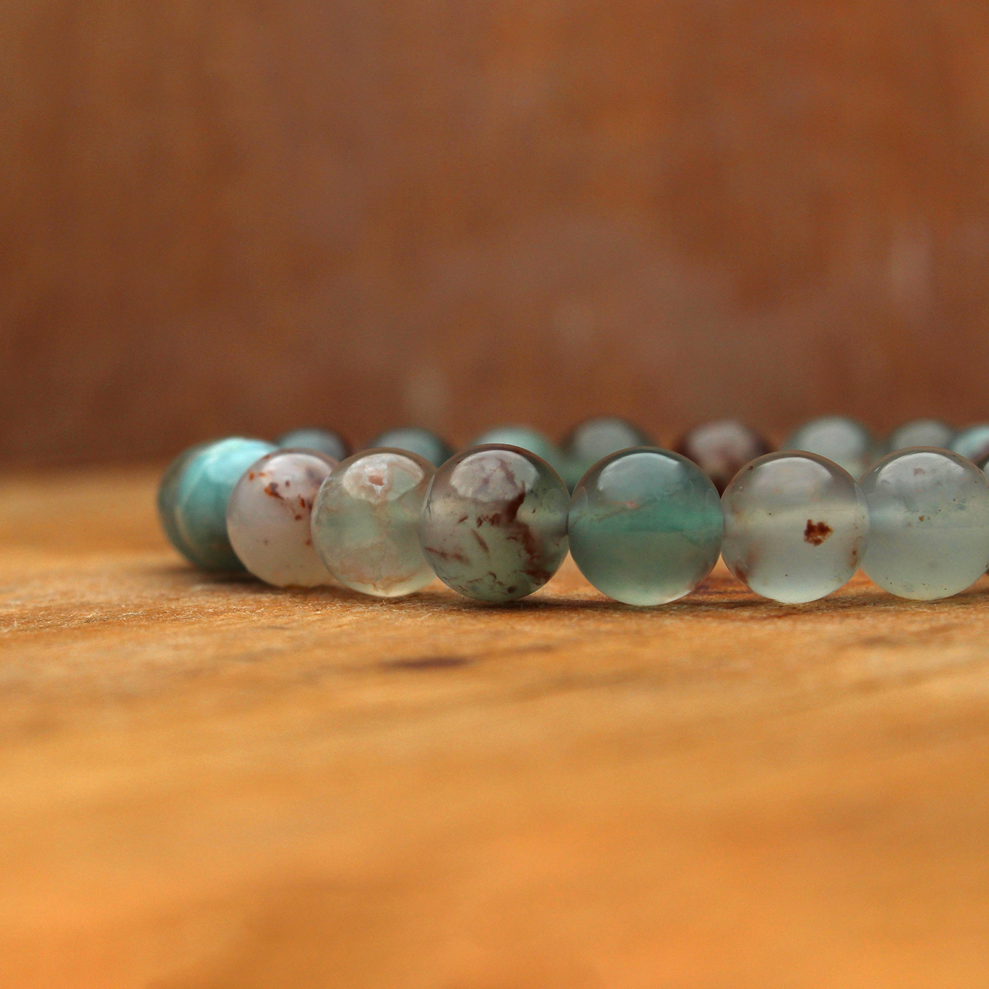Blue Aqua Chalcedony Stretch Bracelet Natural Round Gemstone Beads Handmade 130 Ct