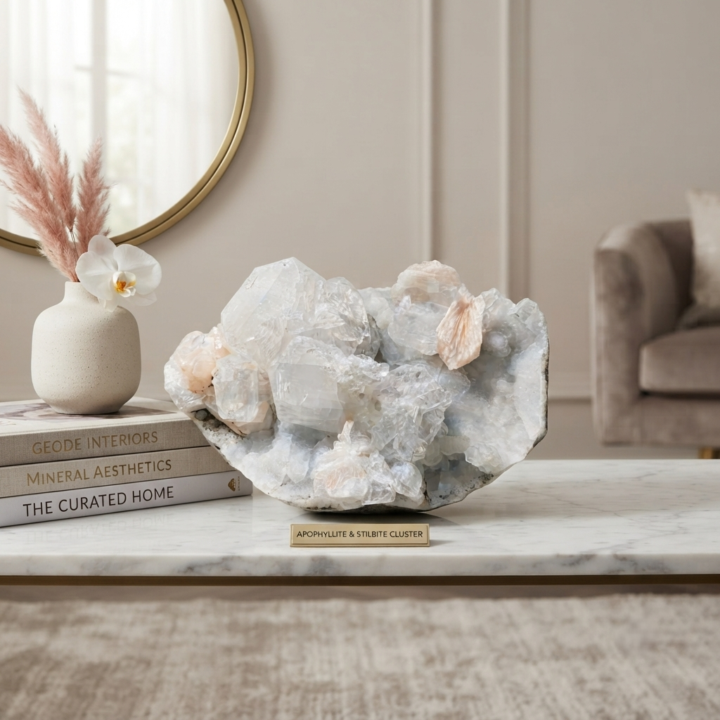 Natural White Apophyllite with Stilbite Collector Mineral Specimen