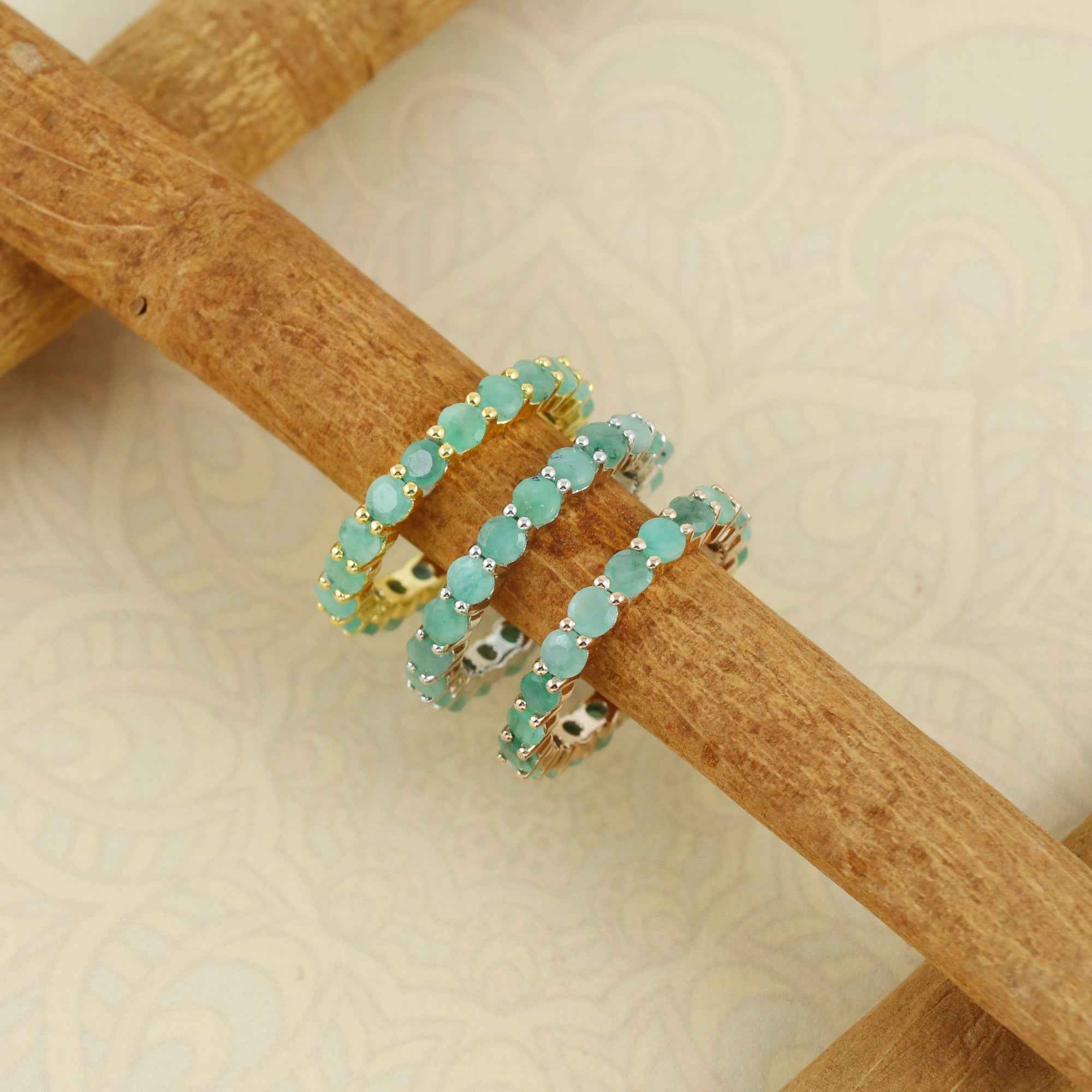 Natural Emerald 3mm Round Cut Ring 925 Sterling Silver Handmade Green Gemstone Solitaire Ring