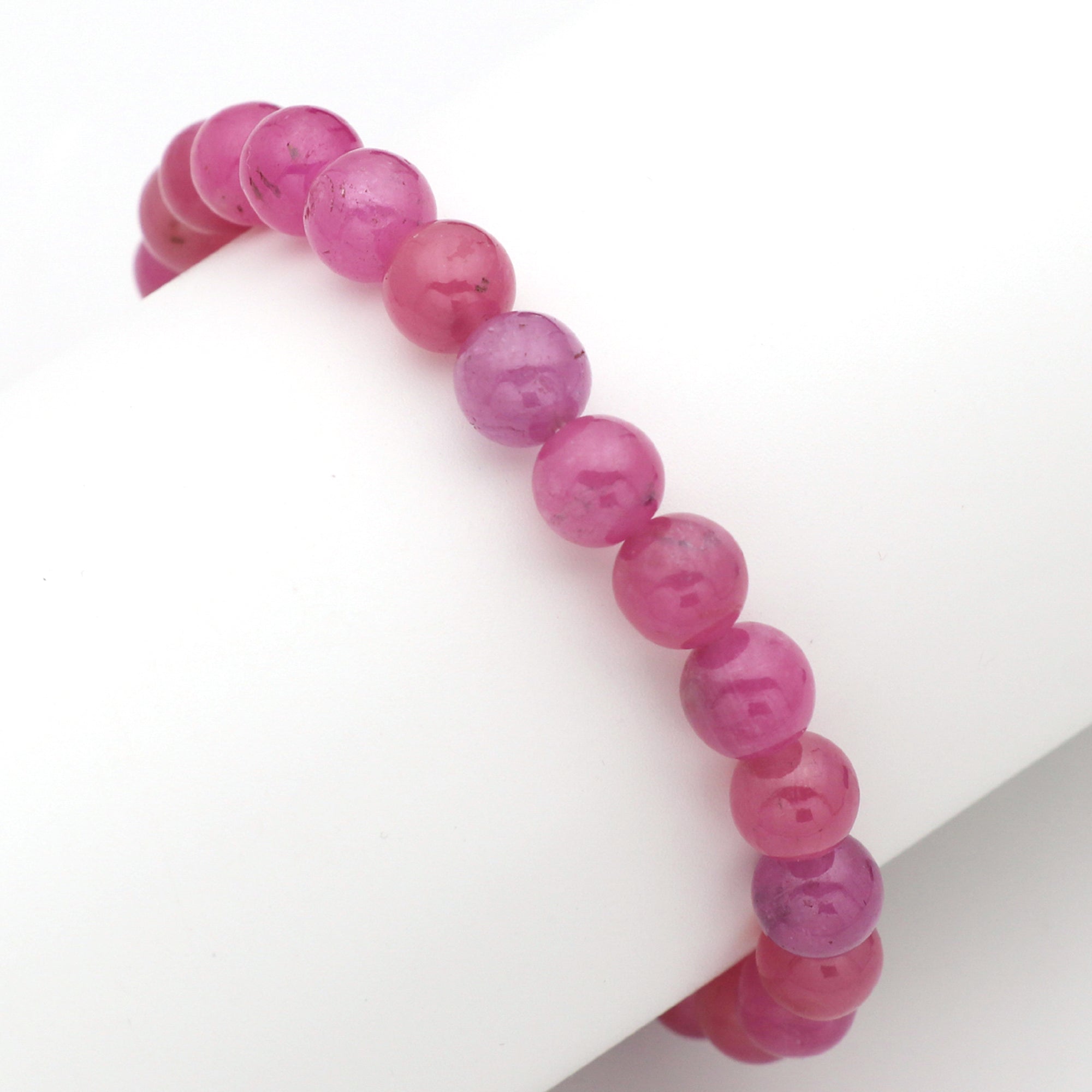 Natural Pink Sapphire Bracelet Round Plain Gemstone Beads Handmade 123 Ct