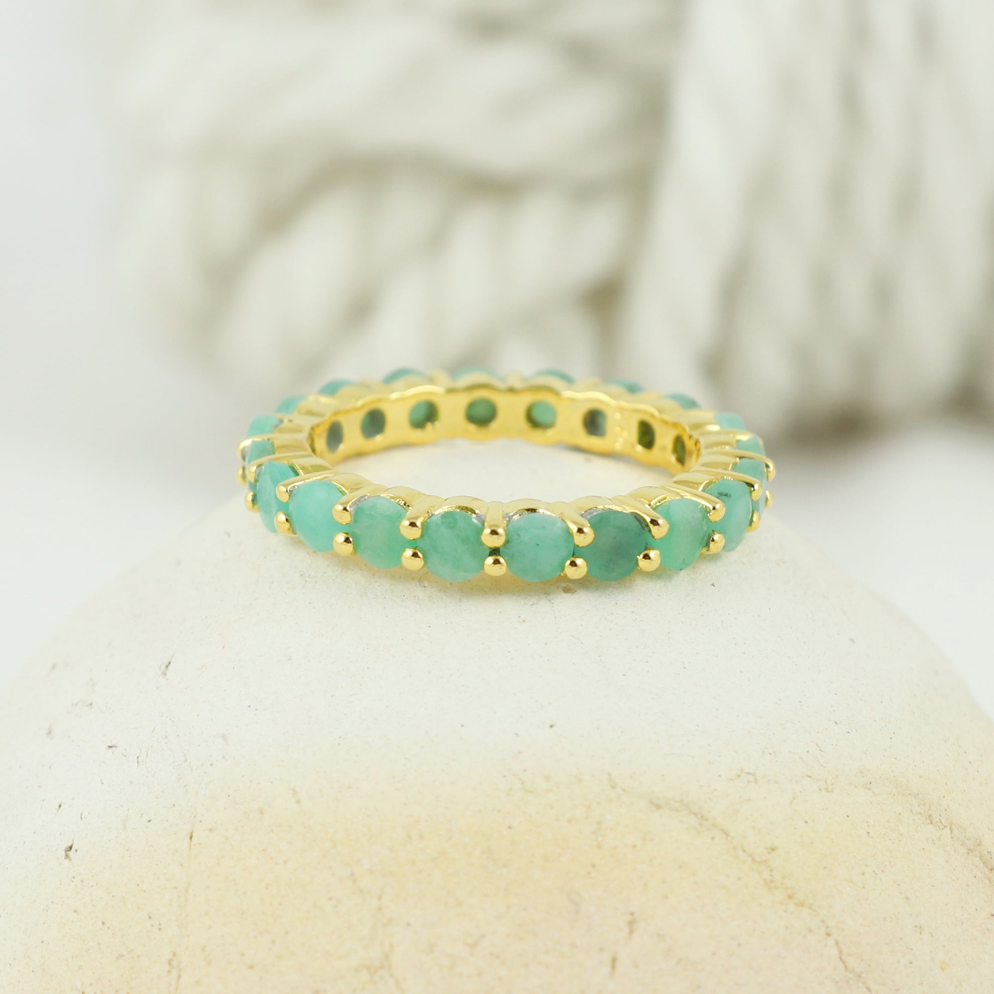 Natural Emerald 3mm Round Cut Ring 925 Sterling Silver Handmade Green Gemstone Solitaire Ring