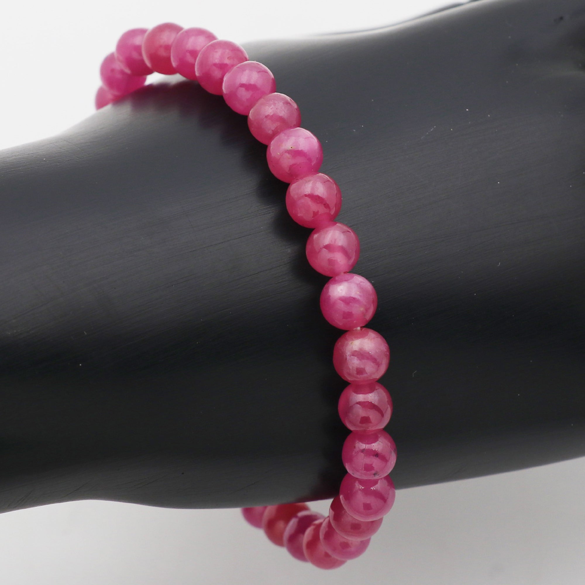 Natural Pink Sapphire Bracelet Round Plain Gemstone Beads Handmade 89 Ct