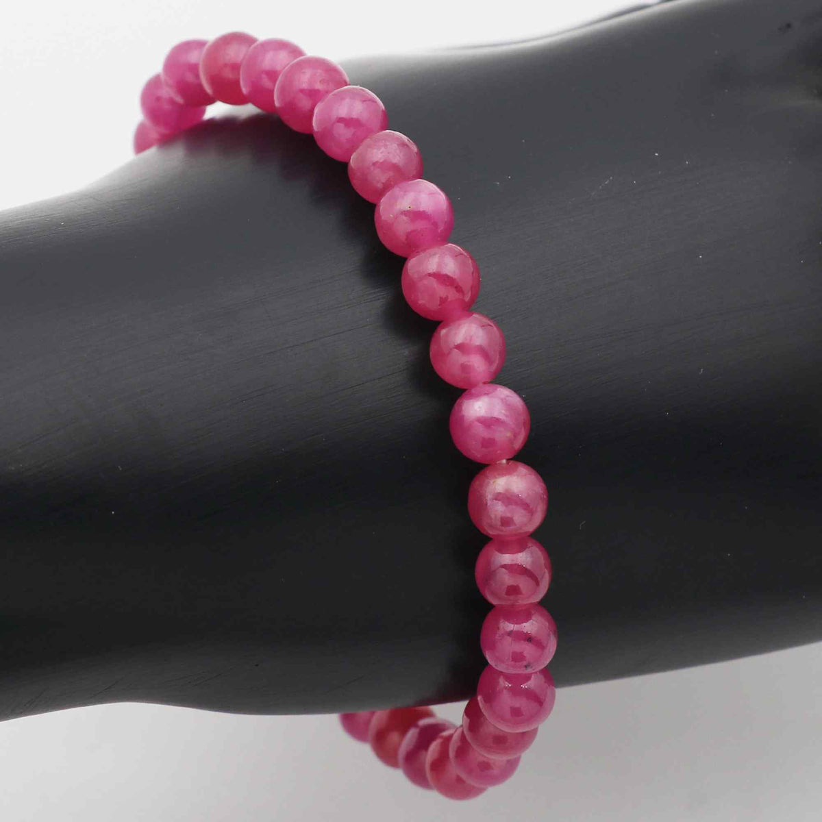 Natural Pink Sapphire Genuine Gemstone Stretch Bracelet Handmade Round Bead Band Bracelet 89 Ct