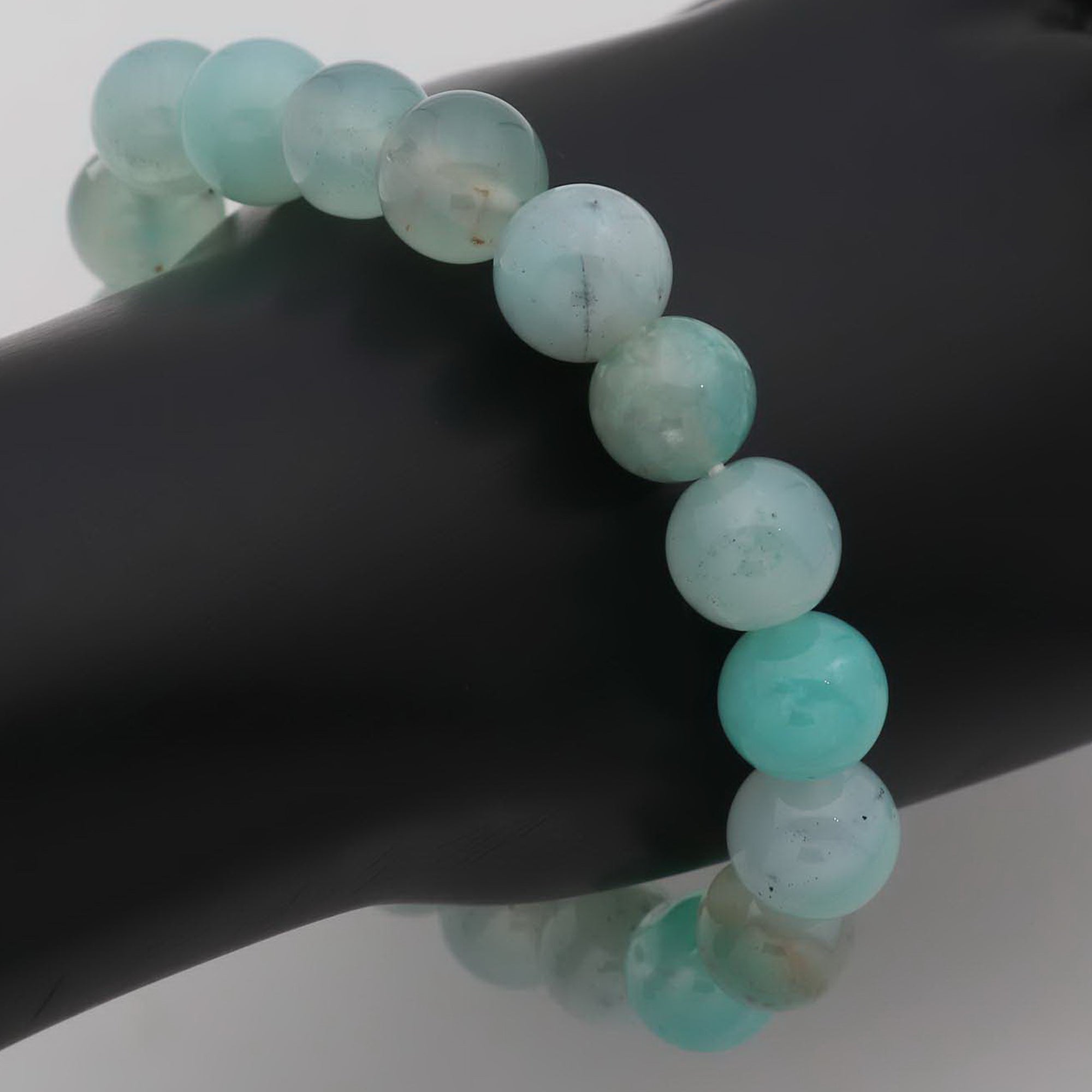 Premium Aqua Chalcedony Wrist Bracelet Round Gemstone Beads 170 Ct Handmade