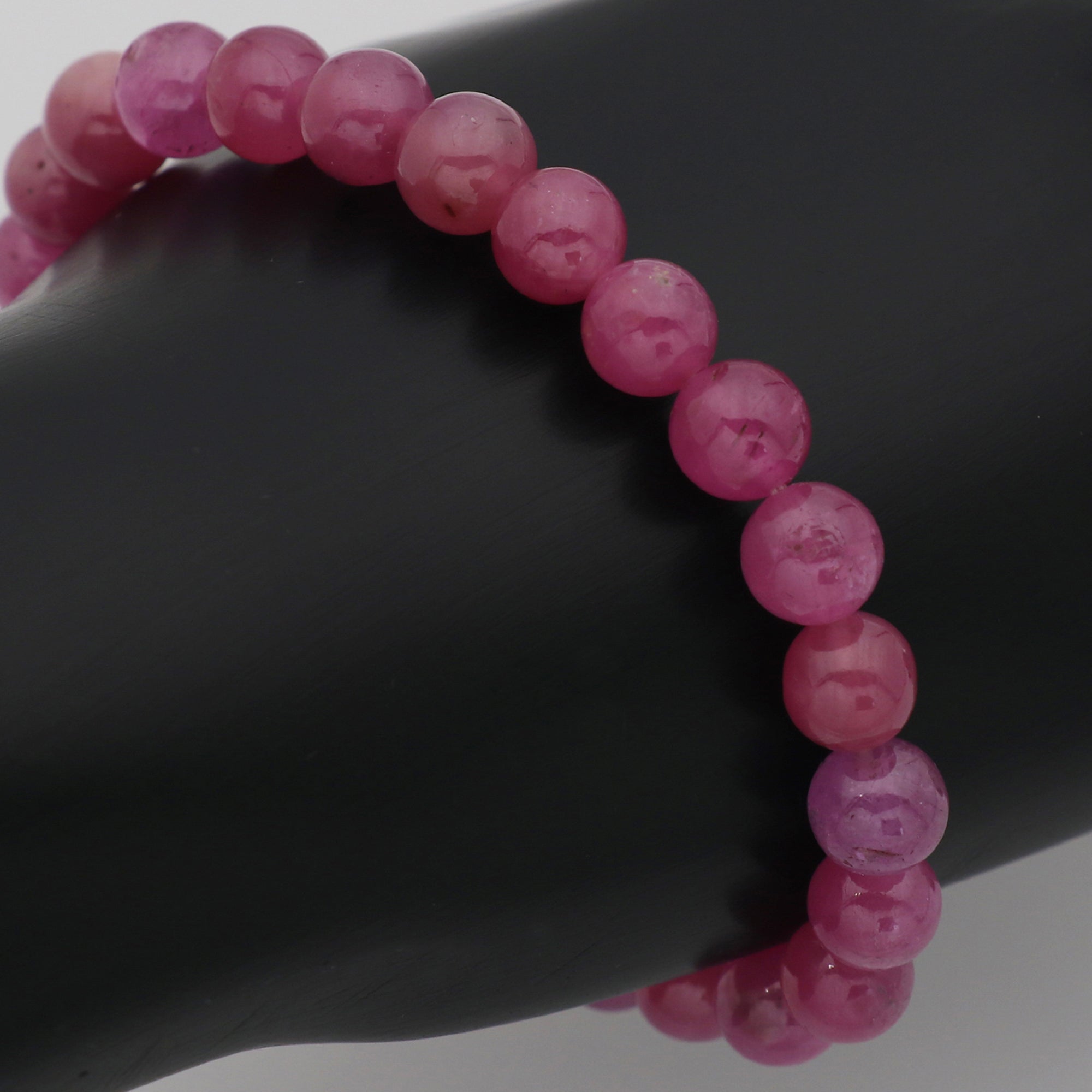 Natural Pink Sapphire Bracelet Round Plain Gemstone Beads Handmade 123 Ct