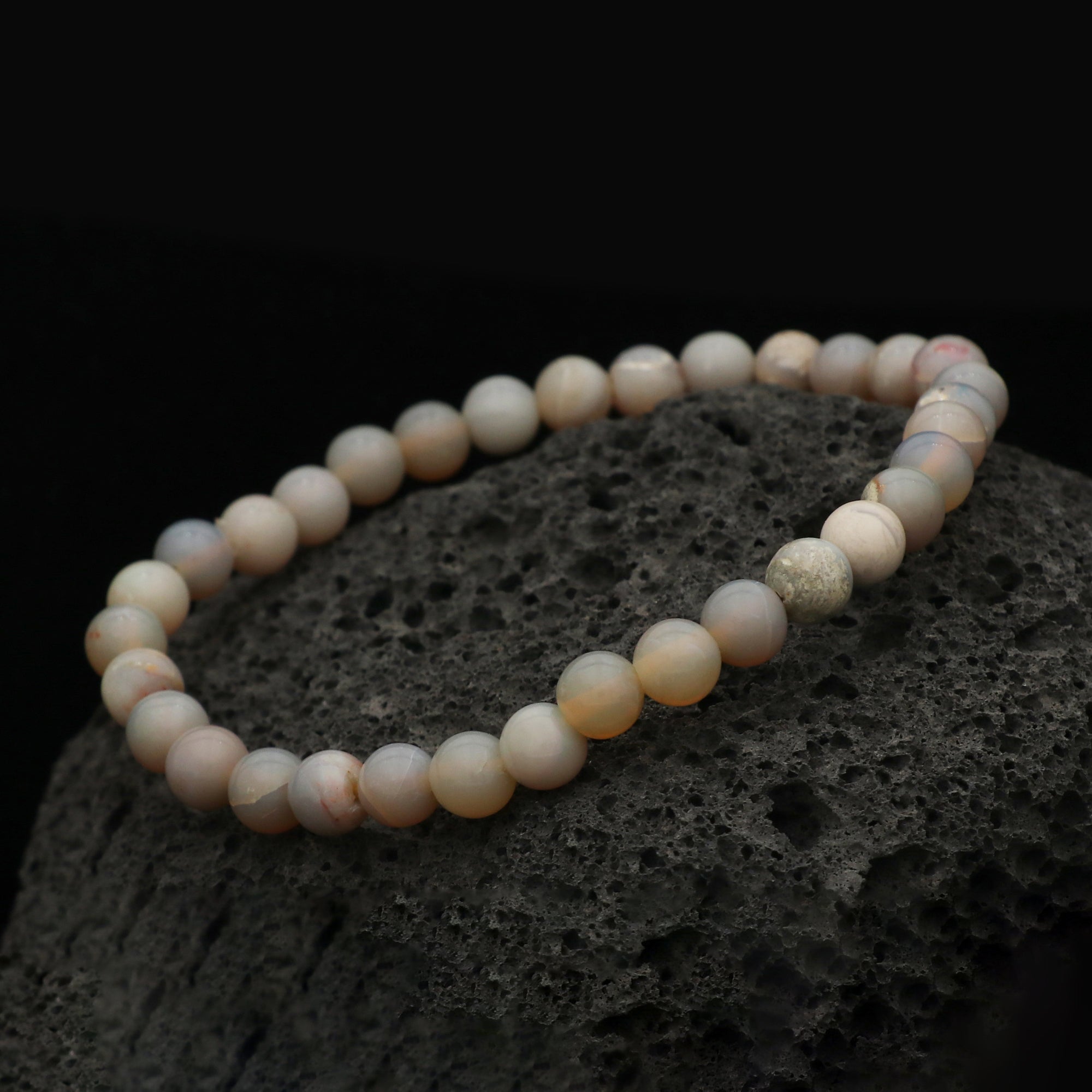 Lightweight Australian Opal Bracelet Small Round Beads Handmade Jewelry 39 Ct