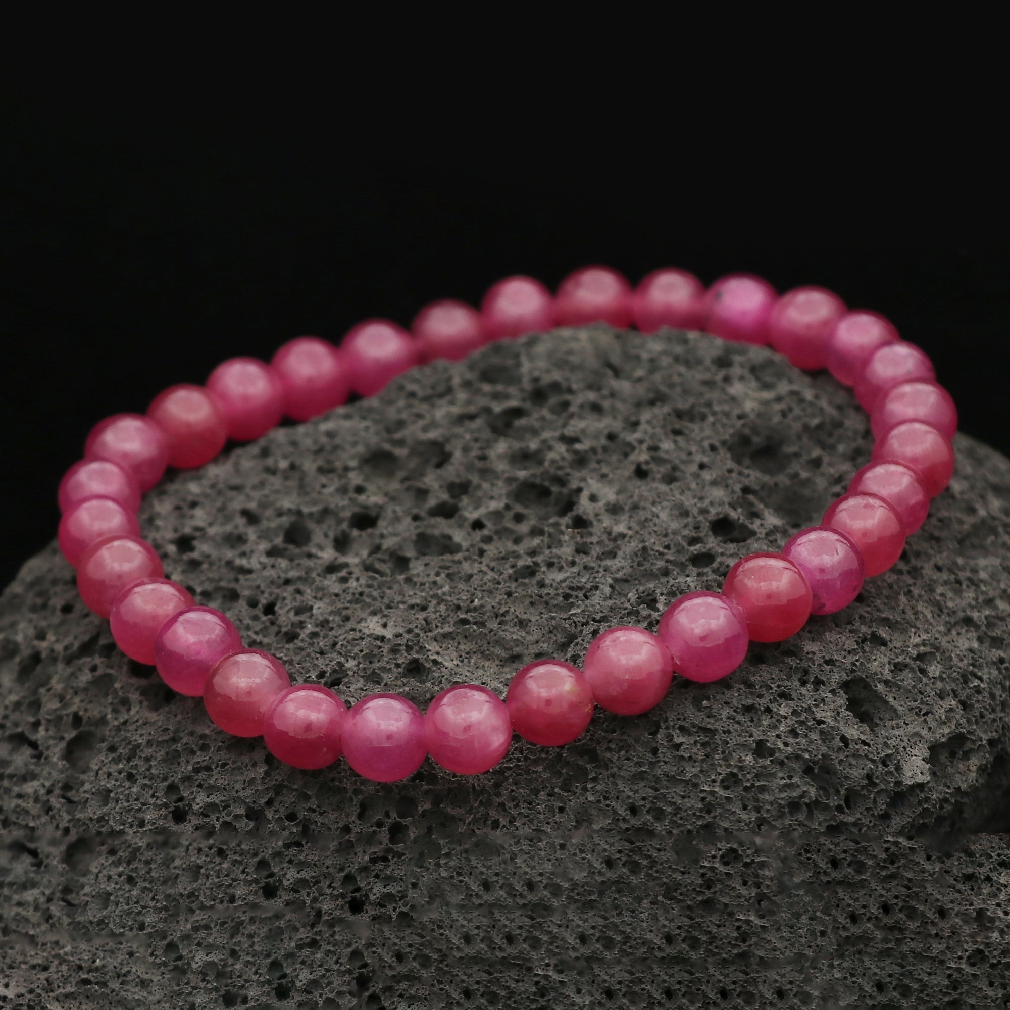 Natural Pink Sapphire Bracelet Round Plain Gemstone Beads Handmade 89 Ct