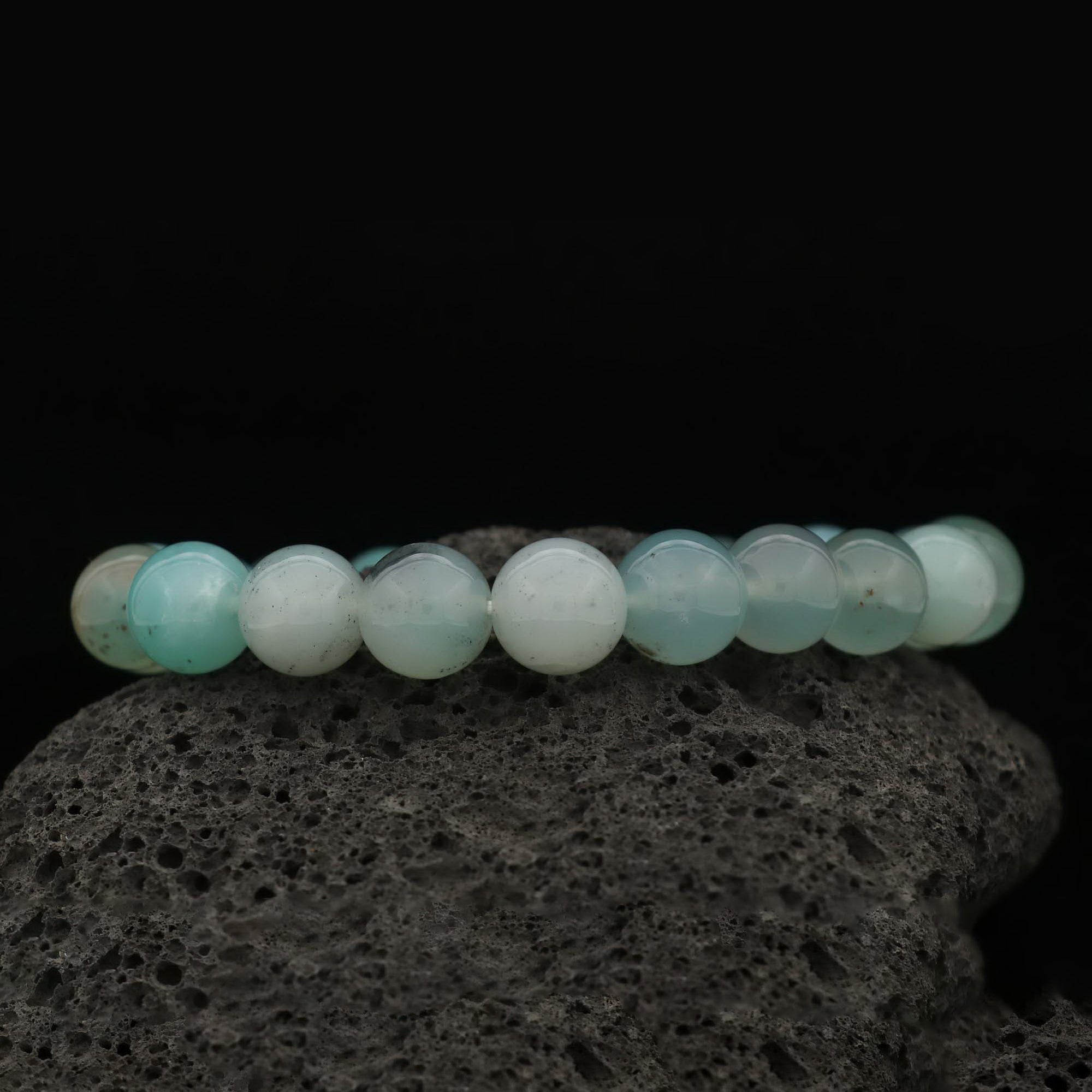 Premium Aqua Chalcedony Wrist Bracelet Round Gemstone Beads 170 Ct Handmade