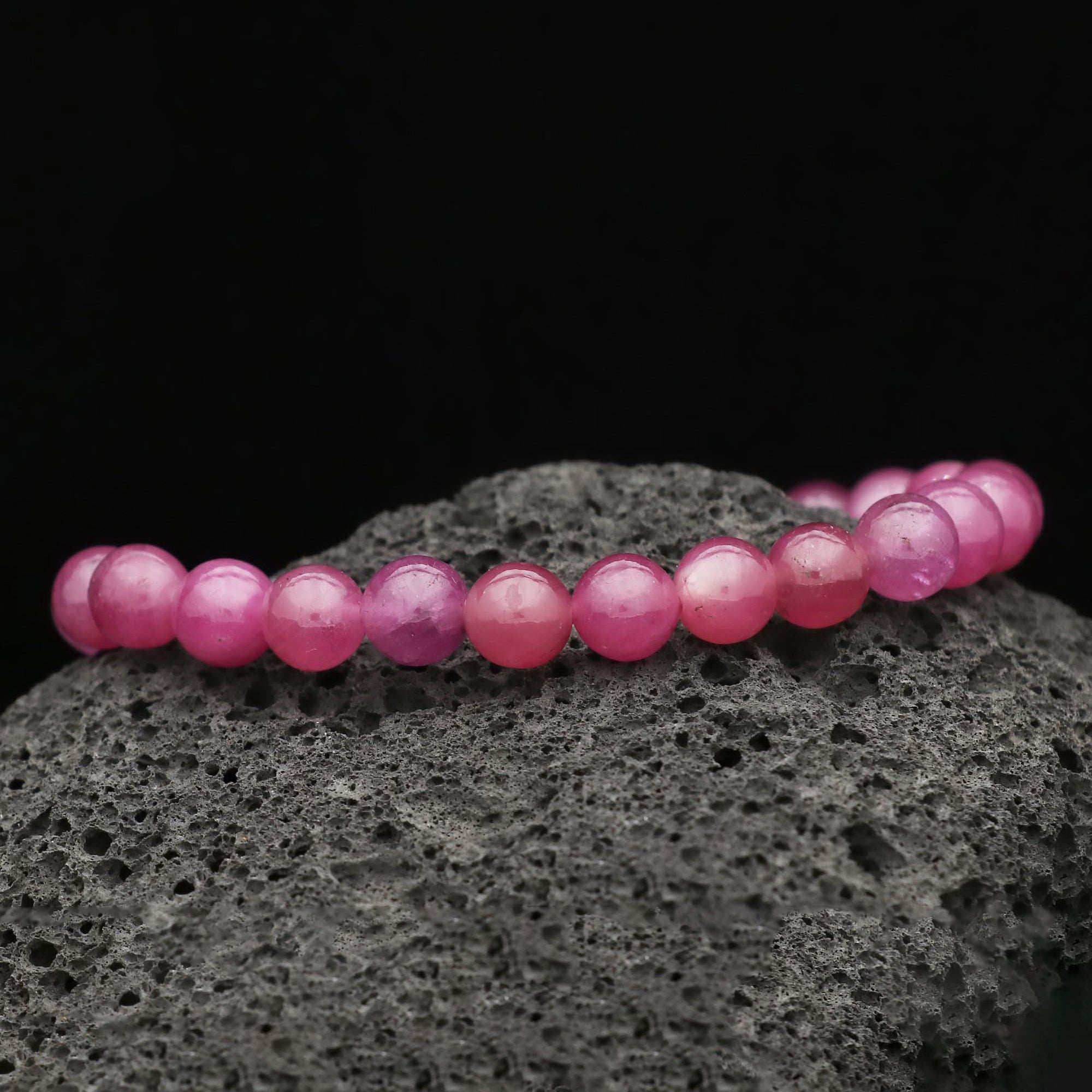Natural Pink Sapphire Bracelet Round Plain Gemstone Beads Handmade 123 Ct