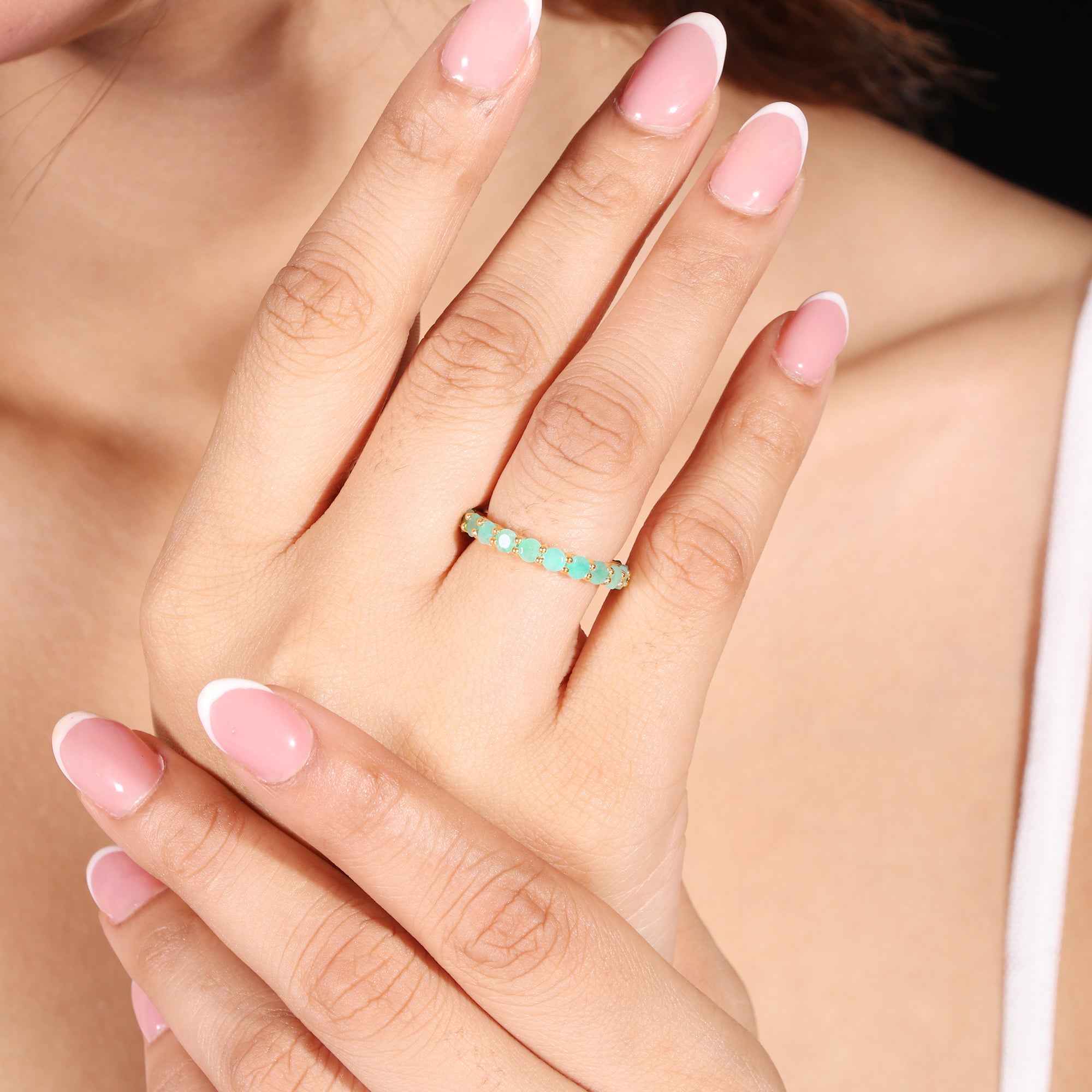 Natural Emerald 3mm Round Cut Ring 925 Sterling Silver Handmade Green Gemstone Solitaire Ring