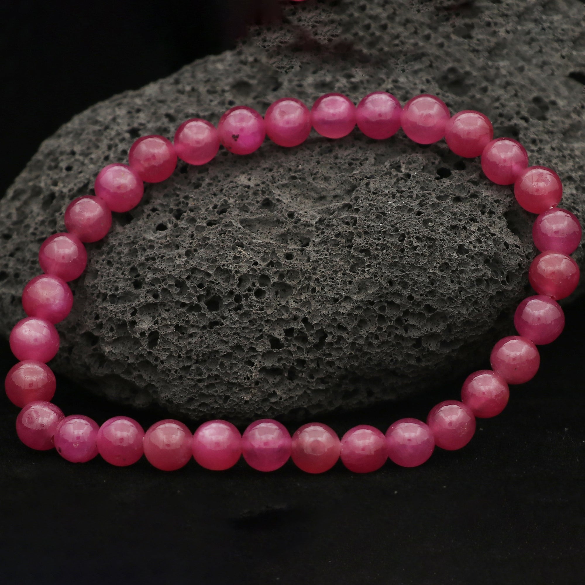 Natural Pink Sapphire Bracelet Round Plain Gemstone Beads Handmade 89 Ct