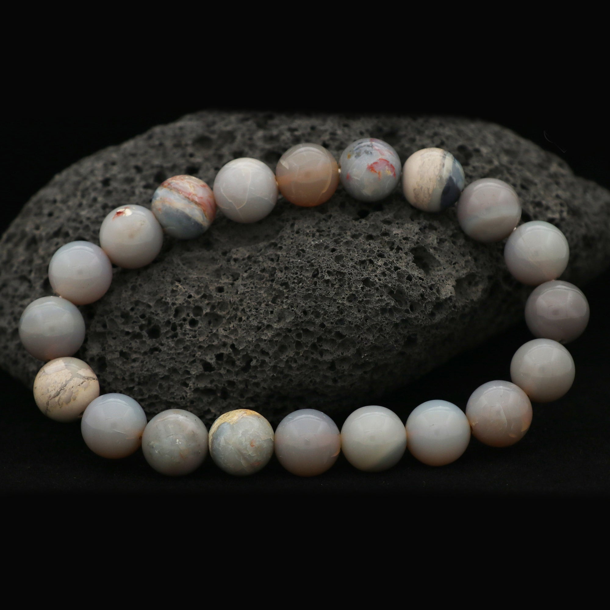 Australian Opal 10mm Bracelet 103 Ct Natural Polished Round Bead Jewelry
