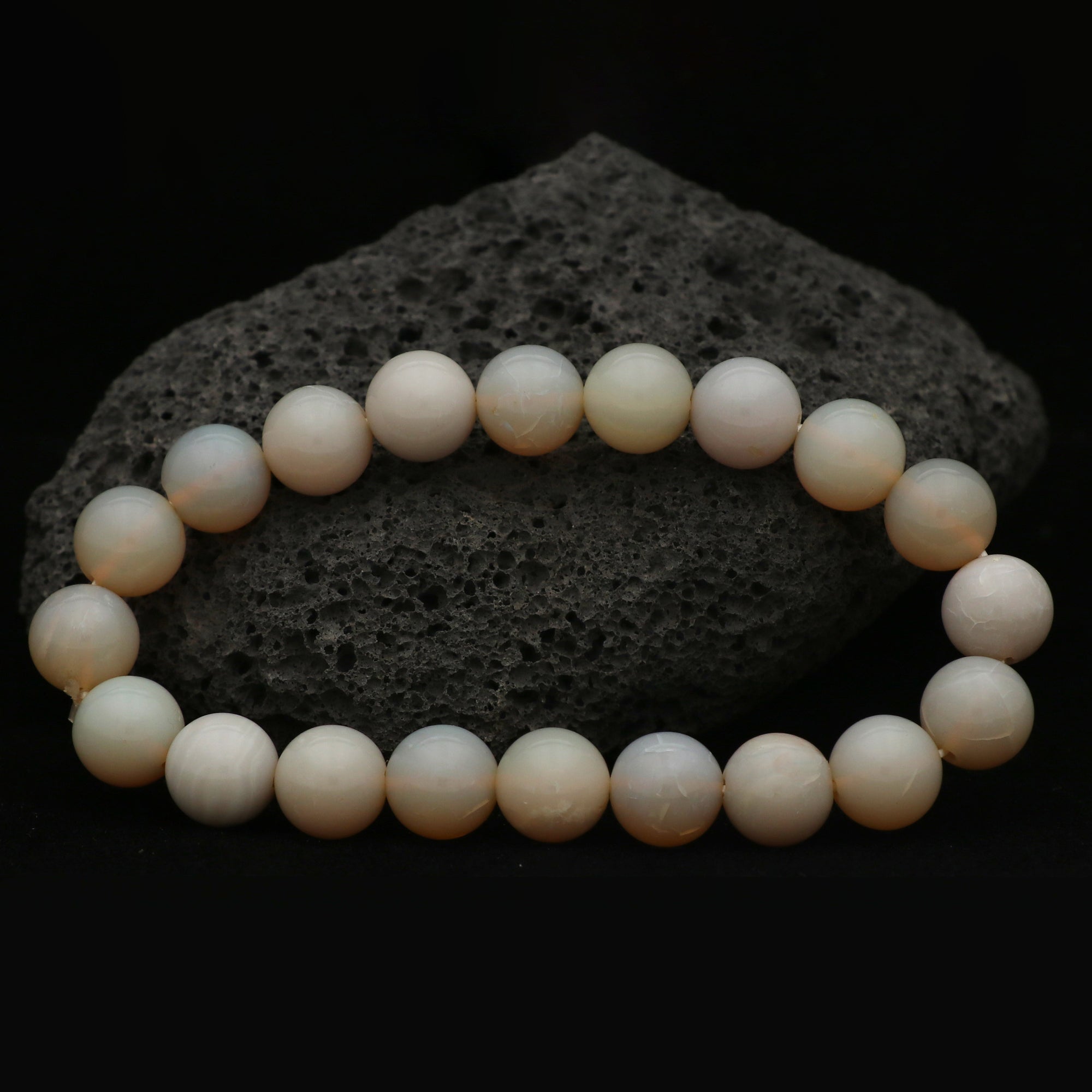 Natural Australian Opal Round Bead Bracelet Handmade Gemstone Jewelry 101 Ct