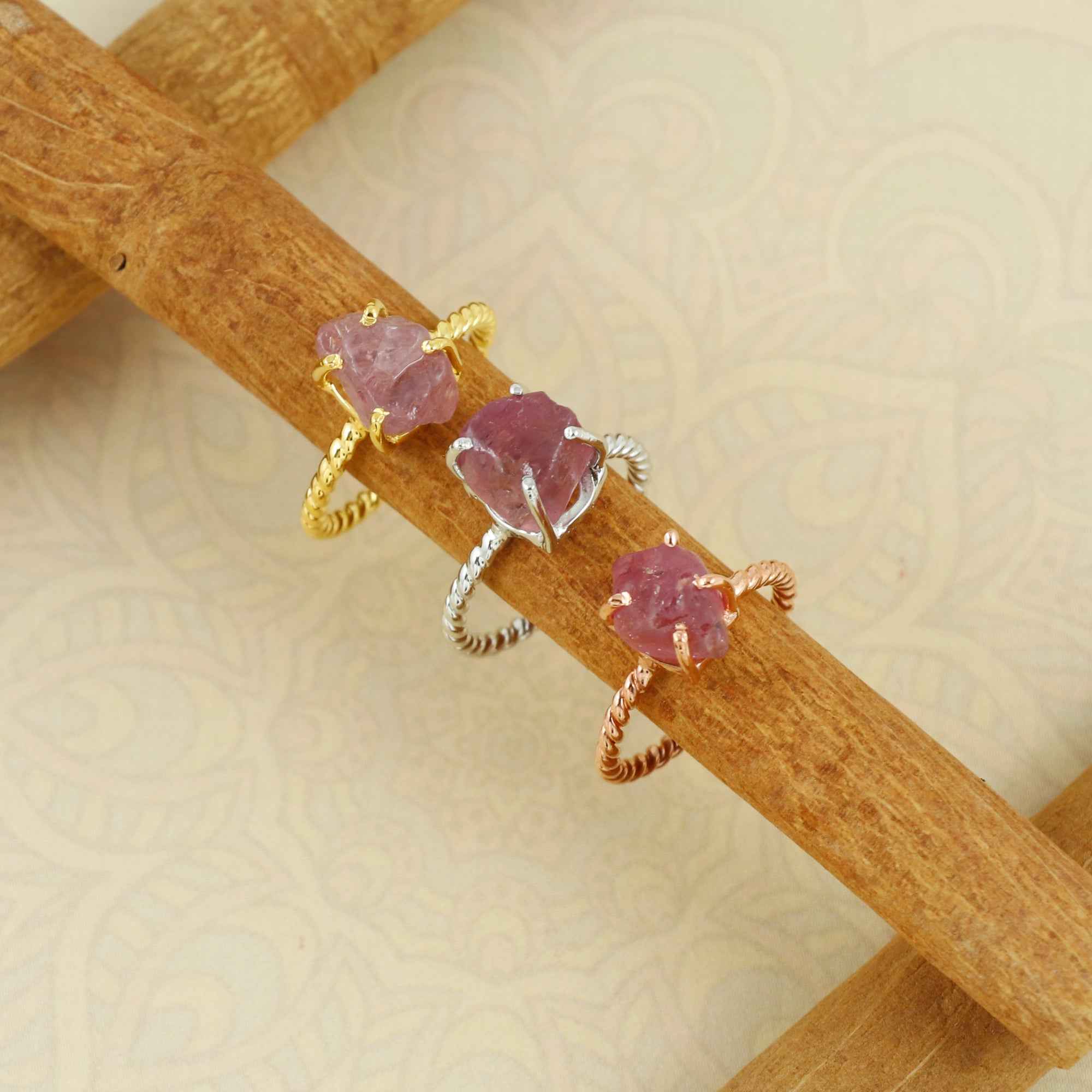 Raw Multi Spinel Ring in 925 Sterling Silver Rough Gemstone Ring Handmade Jewelry Gift for Her