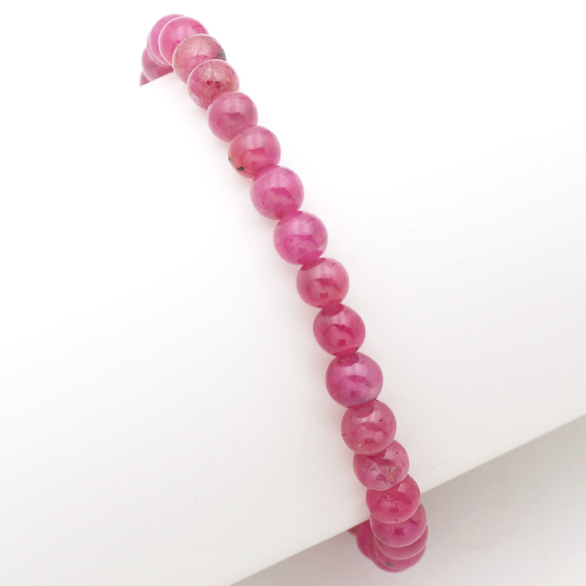 Natural Pink Sapphire Bracelet Round Plain Gemstone Beads Handmade 72 Ct