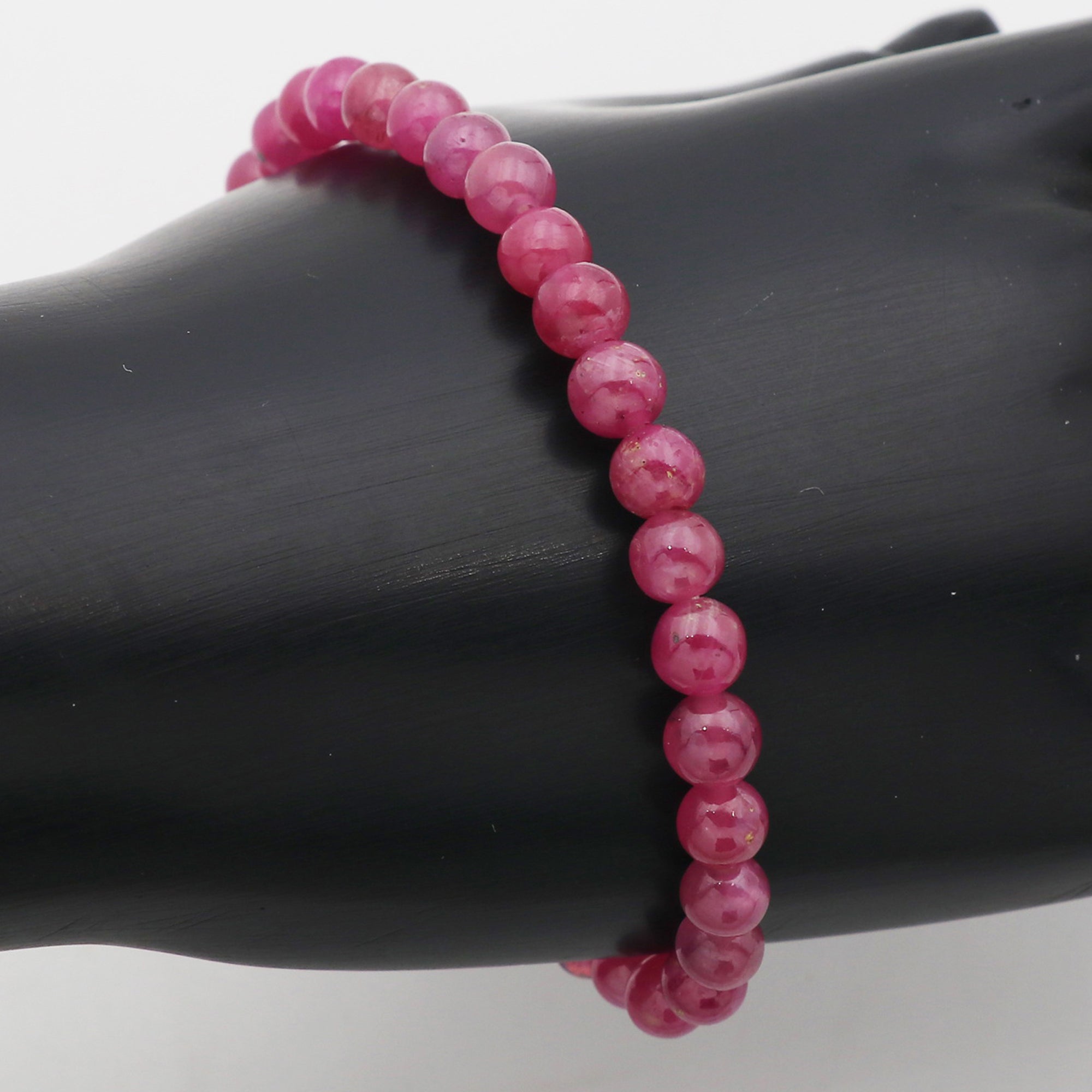 Natural Pink Sapphire Bracelet Round Plain Gemstone Beads Handmade 72 Ct