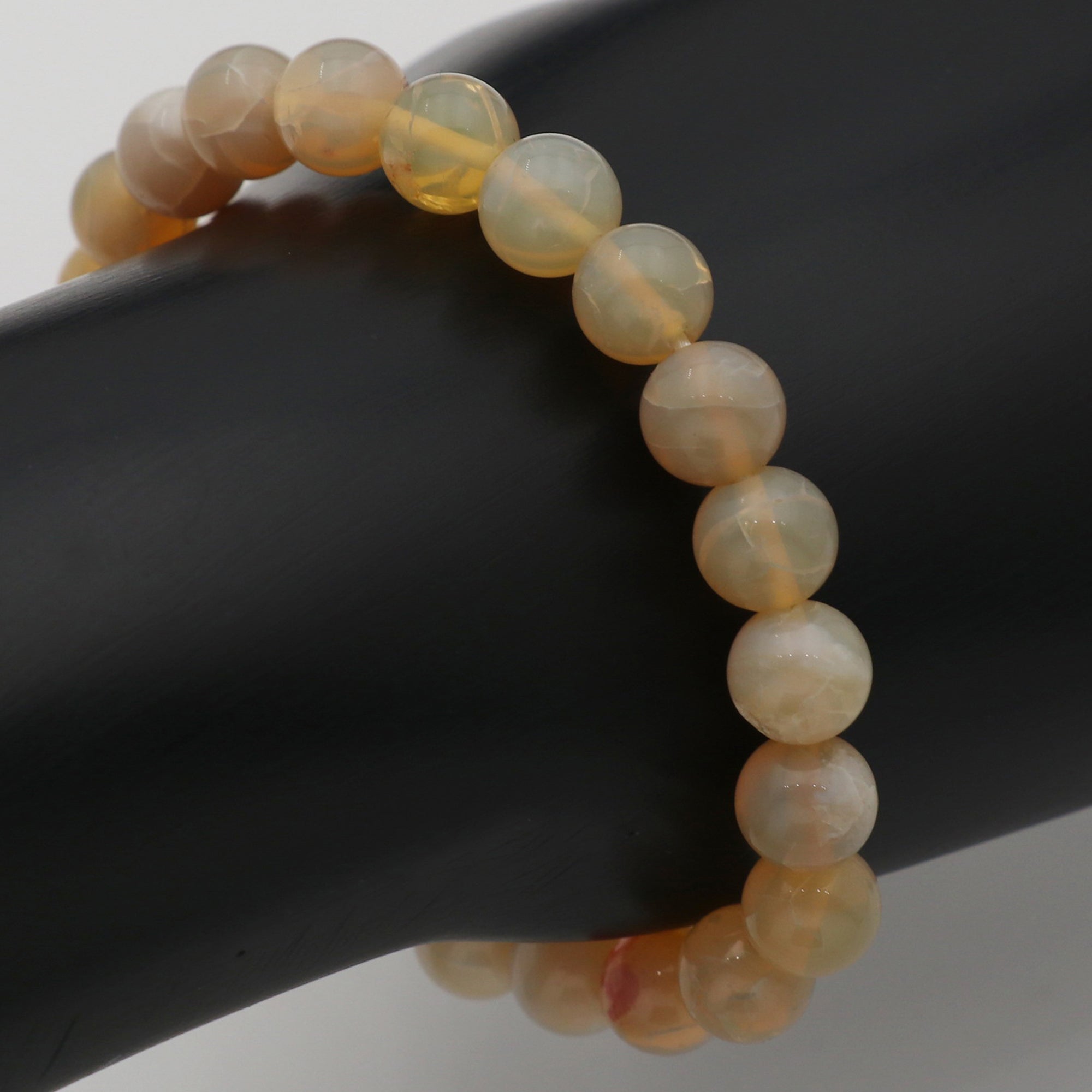 Australian Opal Bracelet 8mm Natural Round Beads Handcrafted Gemstone Jewelry