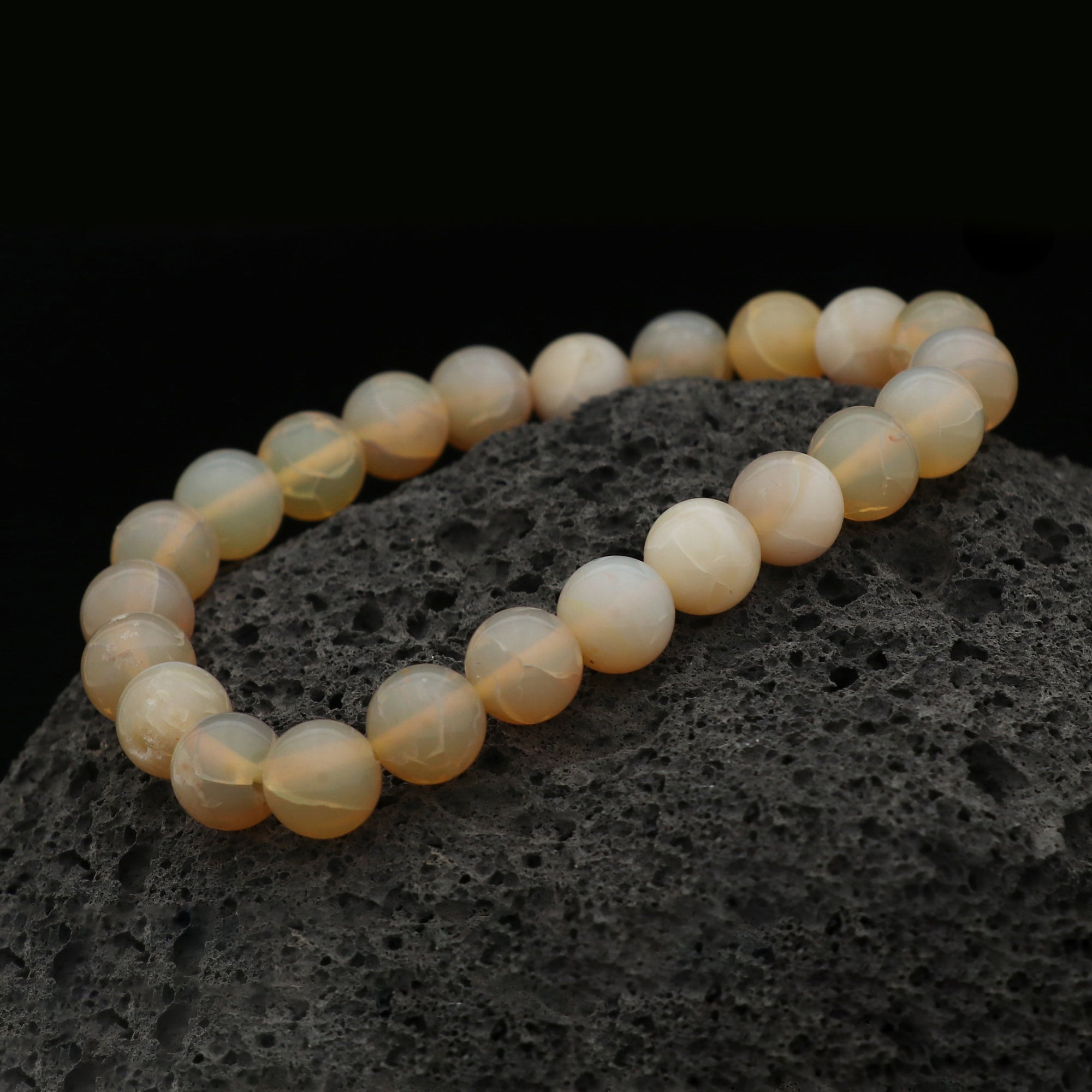 Australian Opal Bracelet 8mm Natural Round Beads Handcrafted Gemstone Jewelry