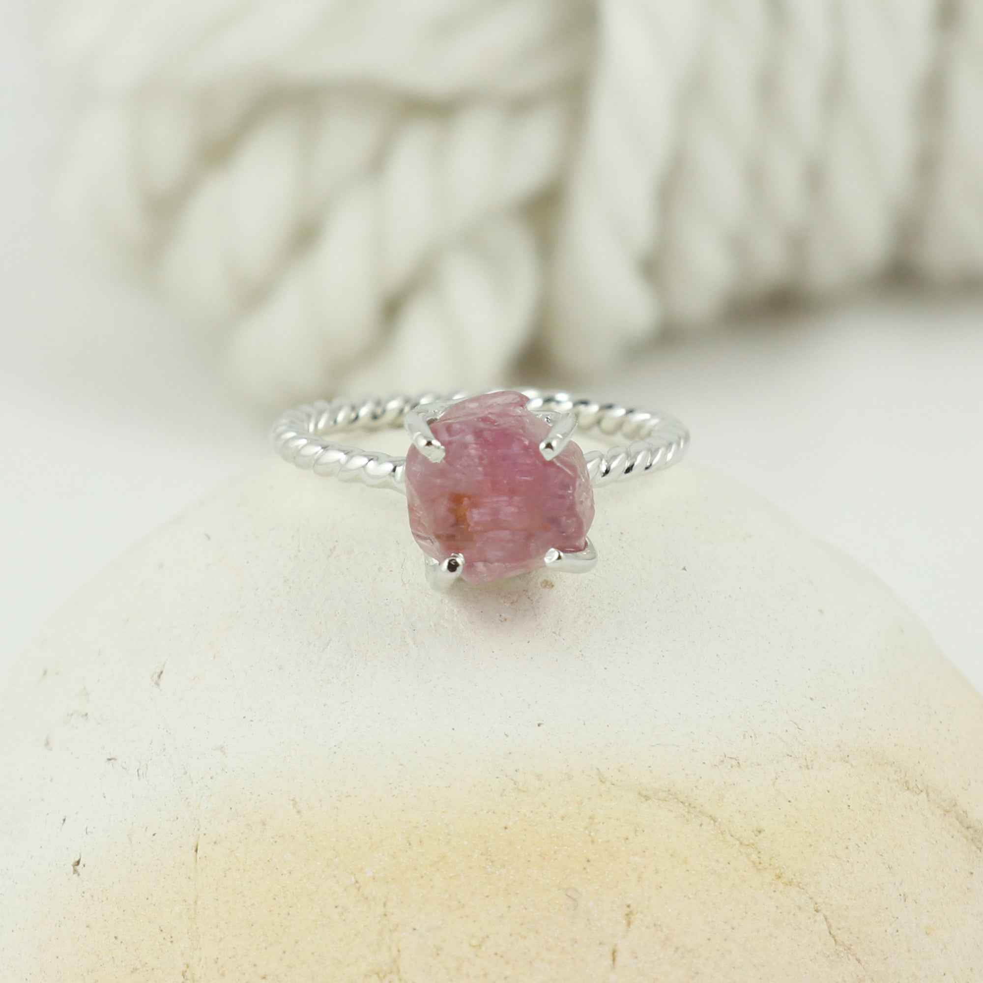 Raw Multi Spinel Ring in 925 Sterling Silver Rough Gemstone Ring Handmade Jewelry Gift for Her