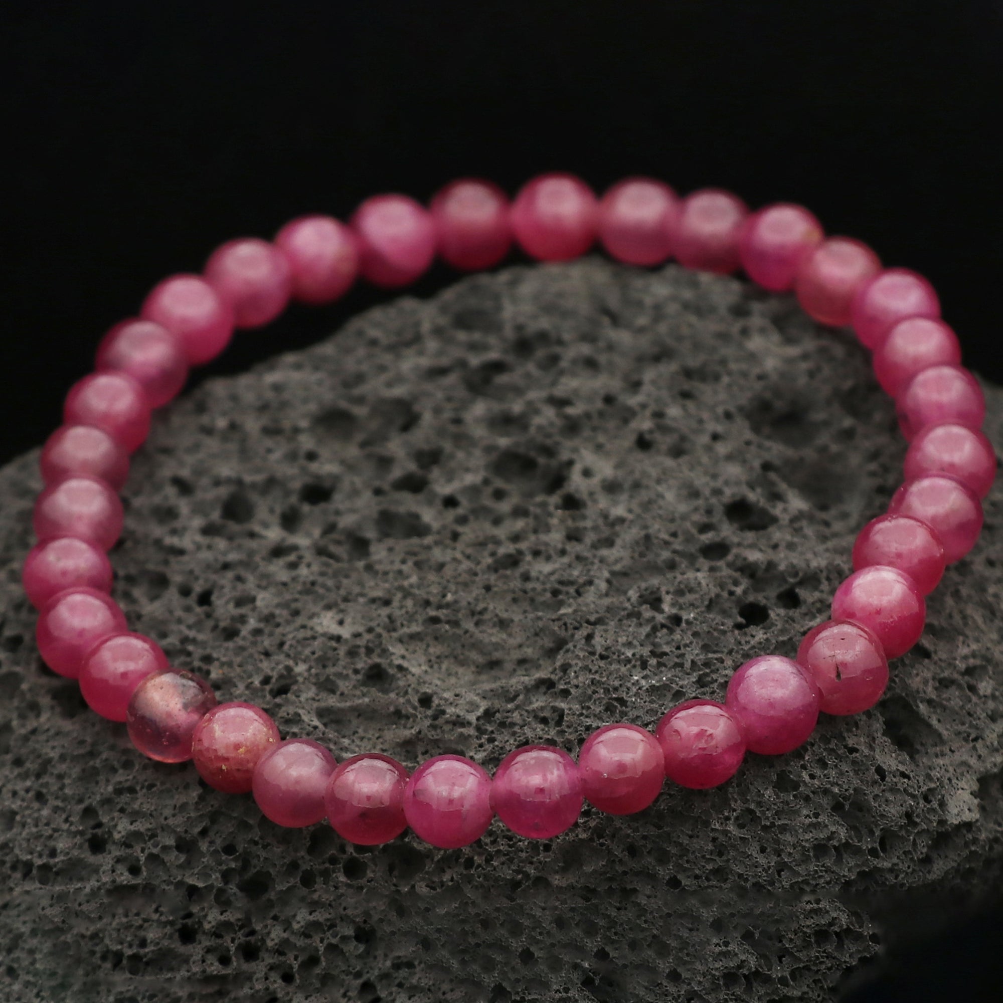 Natural Pink Sapphire Bracelet Round Plain Gemstone Beads Handmade 72 Ct