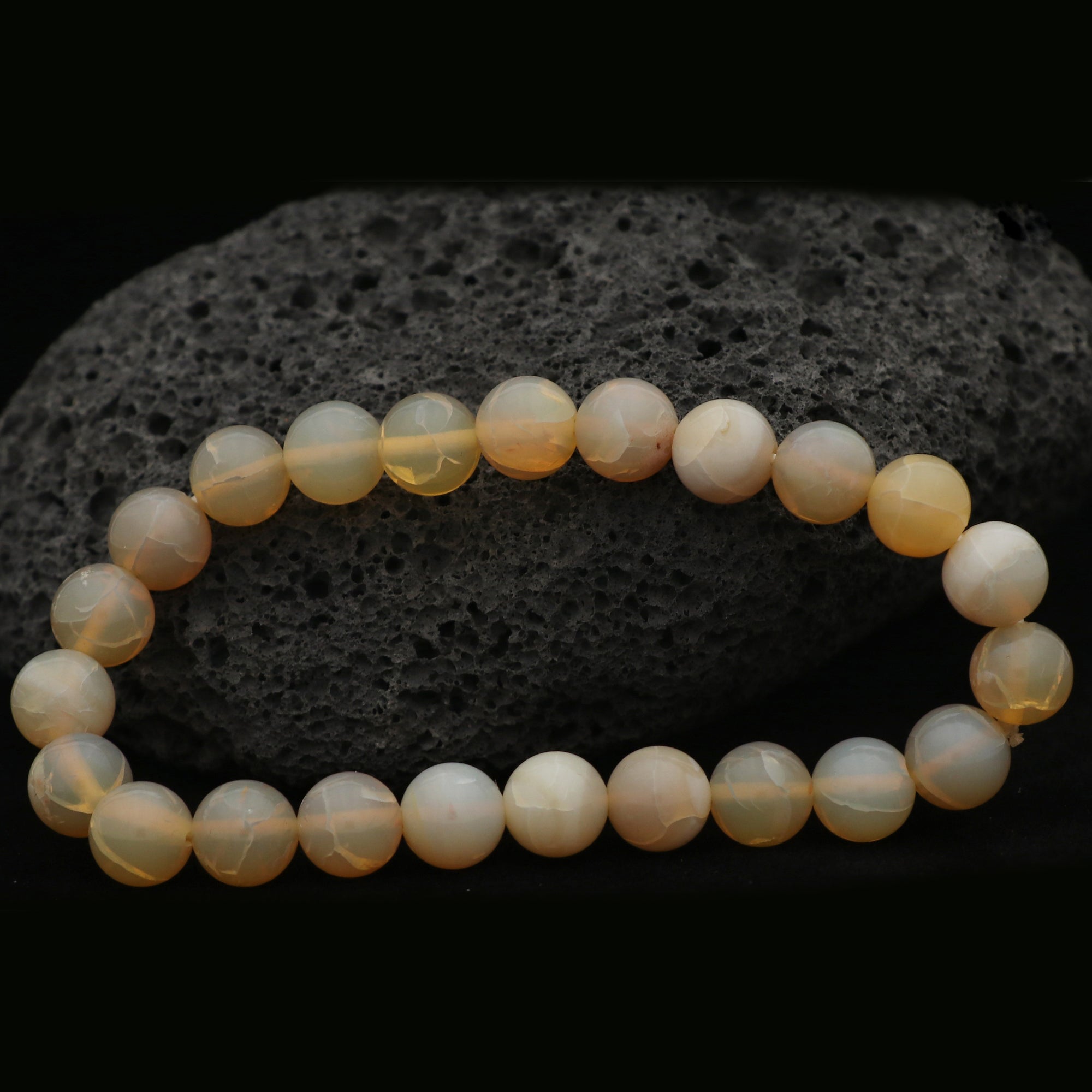 Australian Opal Bracelet 8mm Natural Round Beads Handcrafted Gemstone Jewelry