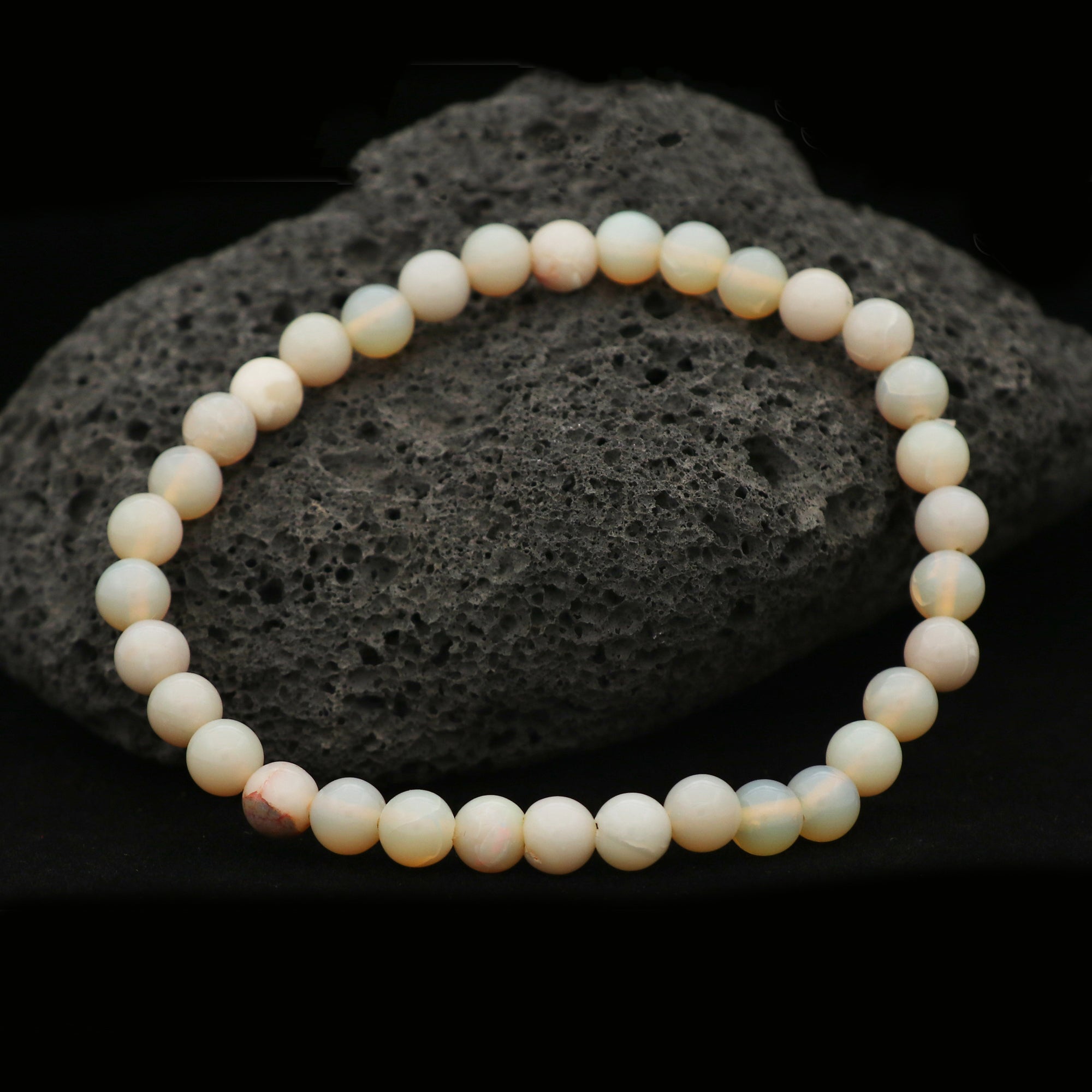 Australian Opal Round Bead Bracelet 69 Ct Natural 8mm Handmade Gemstone Jewelry