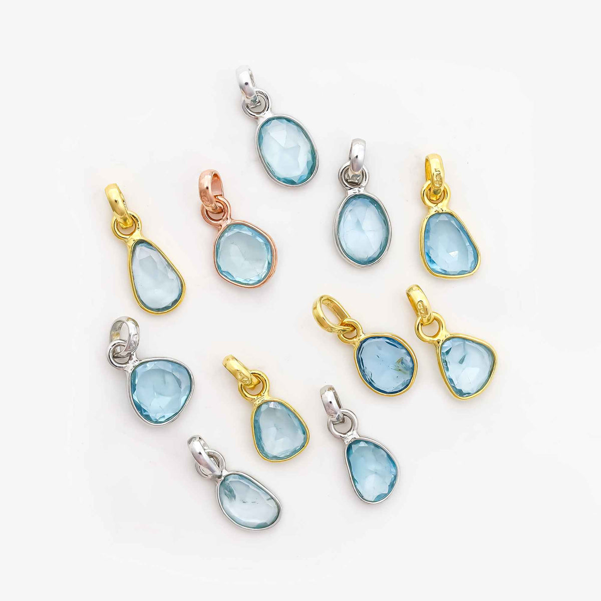 Natural Blue Zircon Rose Cut Pendant Small Blue Gemstone Pendant 925 Sterling Silver Handmade Jewelry Gift