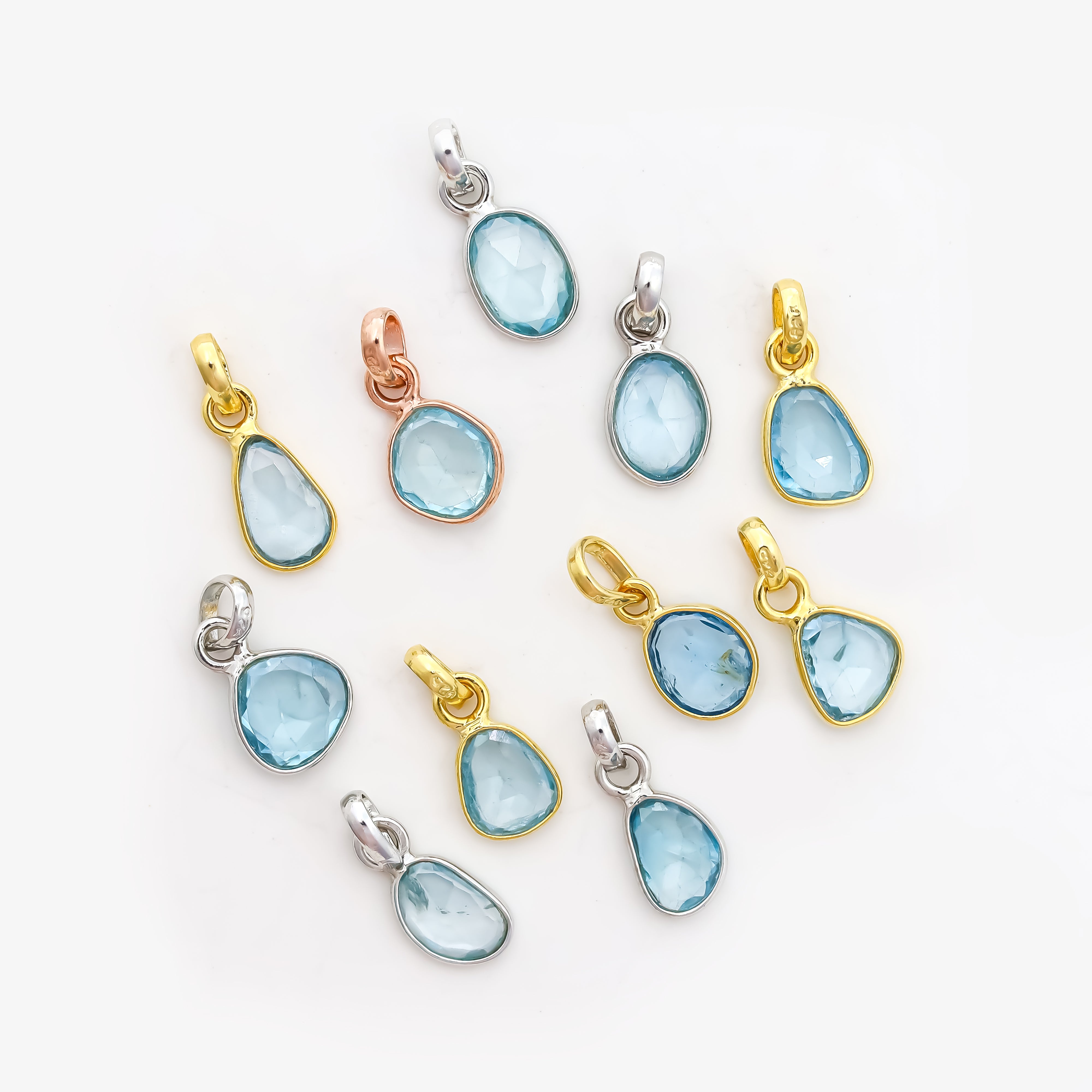 Natural Blue Zircon Rose Cut Pendant Small Blue Gemstone Pendant 925 Sterling Silver Handmade Jewelry Gift