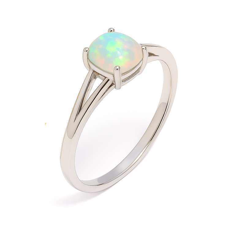 Oval Ethiopian Opal Ring in 925 Sterling Silver, 7x5mm Handmade Fire Opal Ring for Women