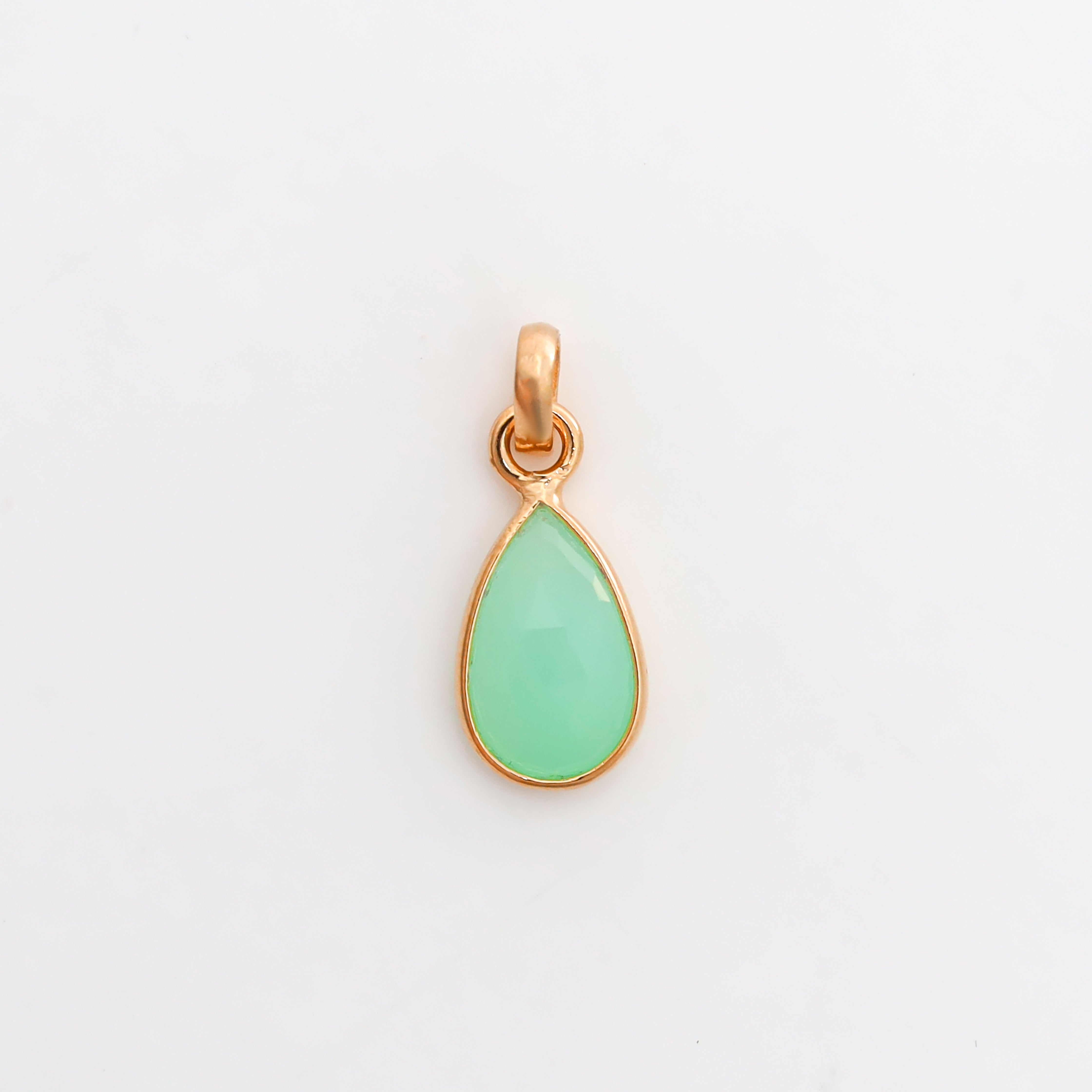 Chrysoprase Rose Cut Pendant Medium Natural Green Gemstone Pendant 925 Sterling Silver Handmade Jewelry Gift